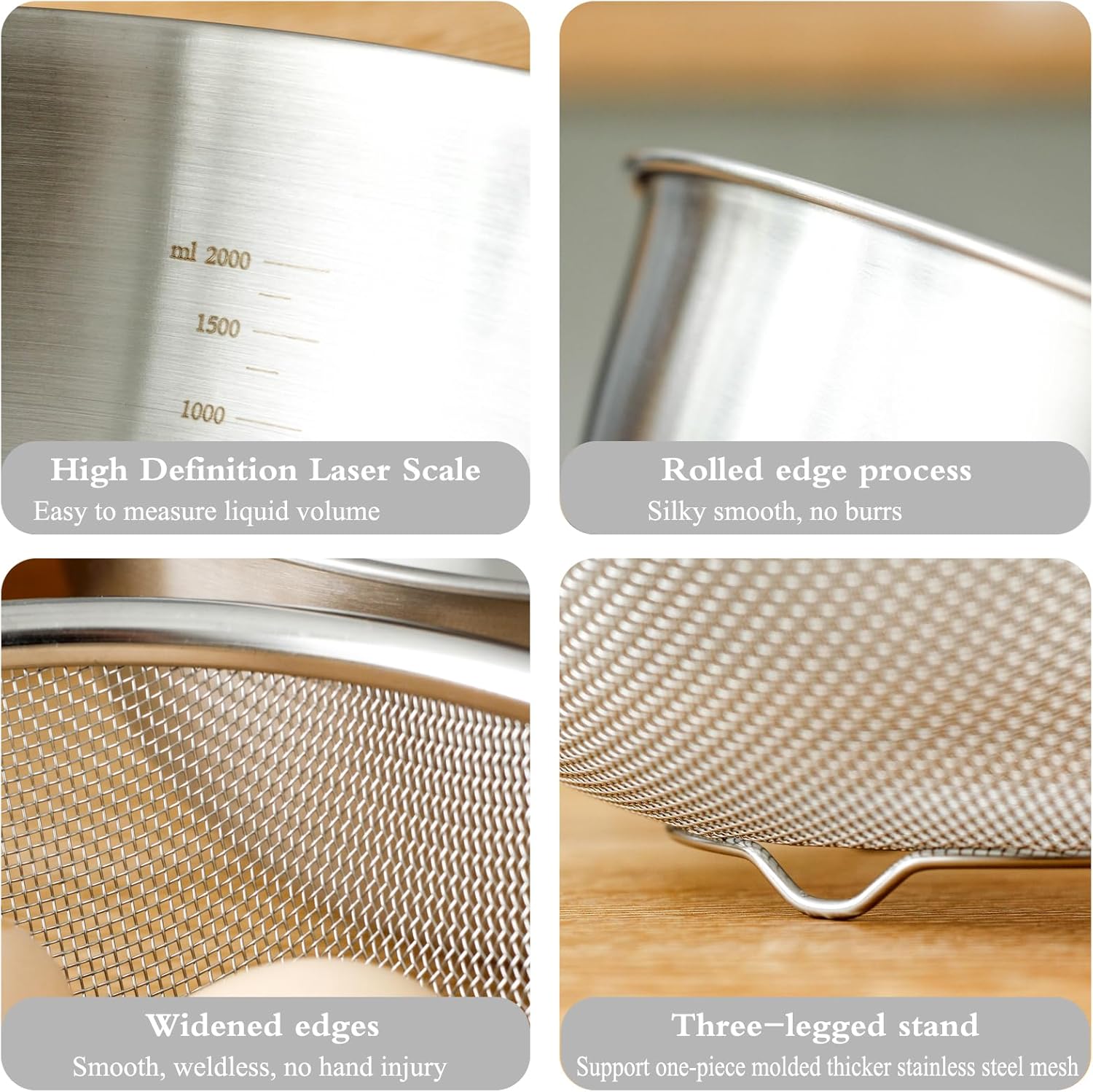 Thickened Stainless Steel Drainage Basket Set Kitchen Multifunctional Rustproof Strainer Durable Oil Drainage Dishwashing Basket(7.87inch)