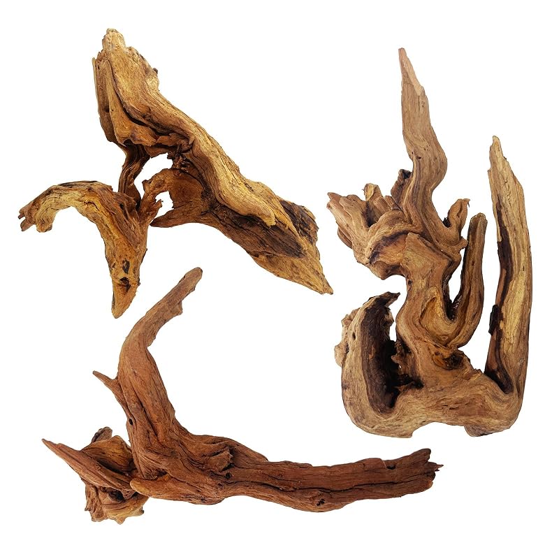 Madeira Mopani Natural para Aquário e Terrário, Galhos Decorativos de 20,3–25,4 cm, GDMYST, Pacote com 3