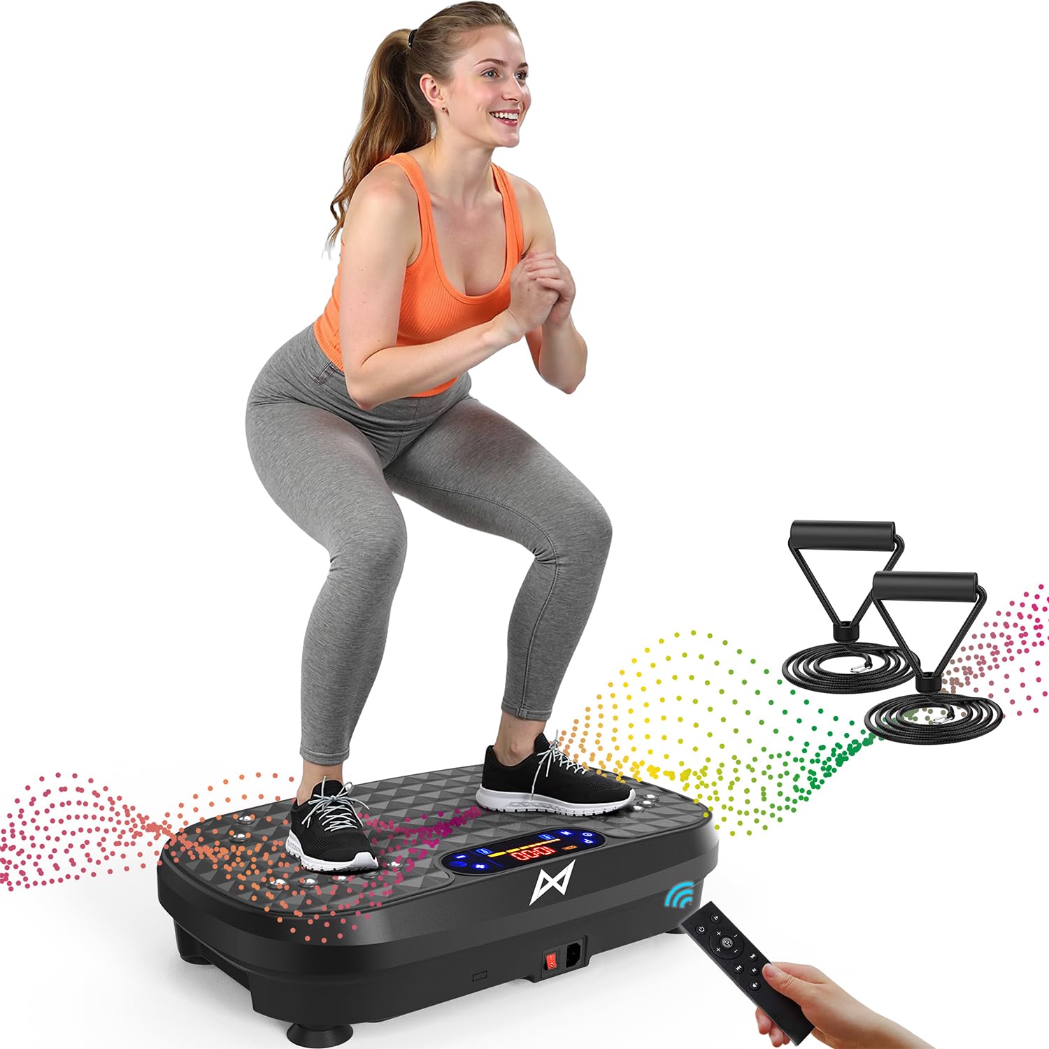 AXV Vibration Plate Exercise Machine Fitness Platform Body Vibrating Board | Curved Design 200W Powerful Oscillating 120 Level Shake Plate for Lymphatic Drainage Recovery Whole Body Toning With Handle