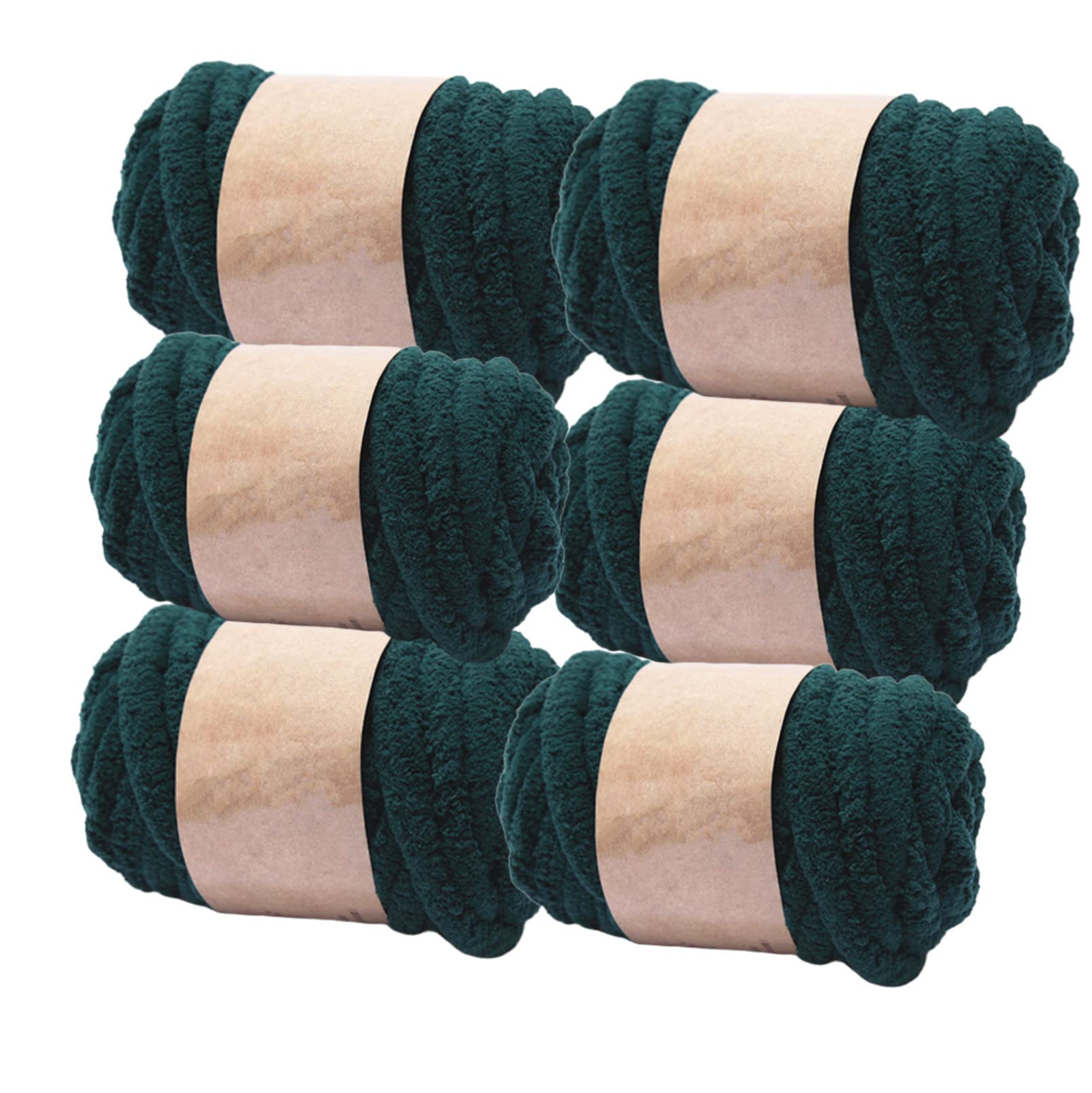 Super Bulky Chunky Blanket Chenille Yarn 3lb for Arm Knitting, Dark Green 48OZ Luxury Thick