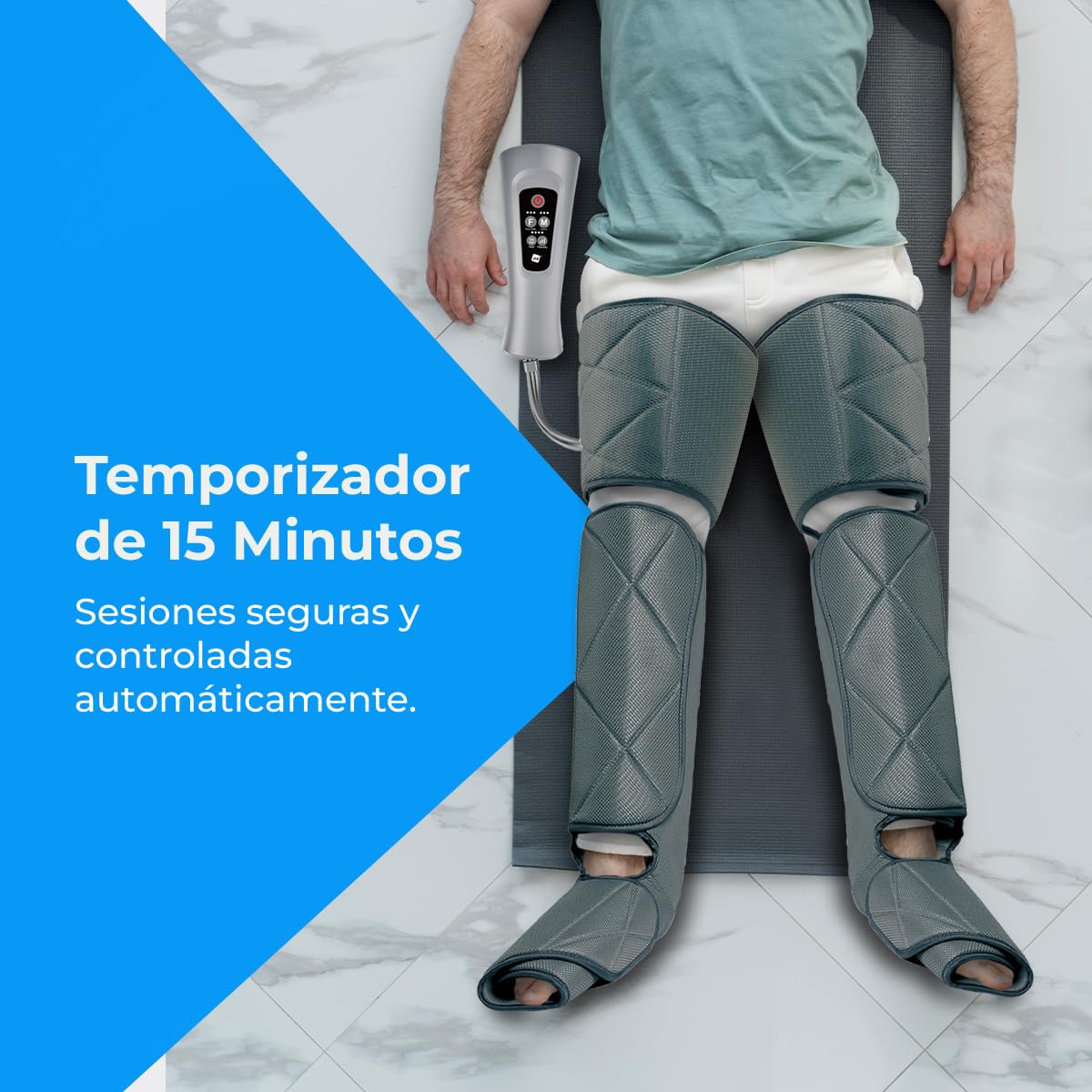 NK Masajeador de Piernas con 6 Modos de Masajes, Mando con 4 Niveles, Temporizador, Función Calor, Compresión de Aire para Relajación Muscular, Mejora la Circulación