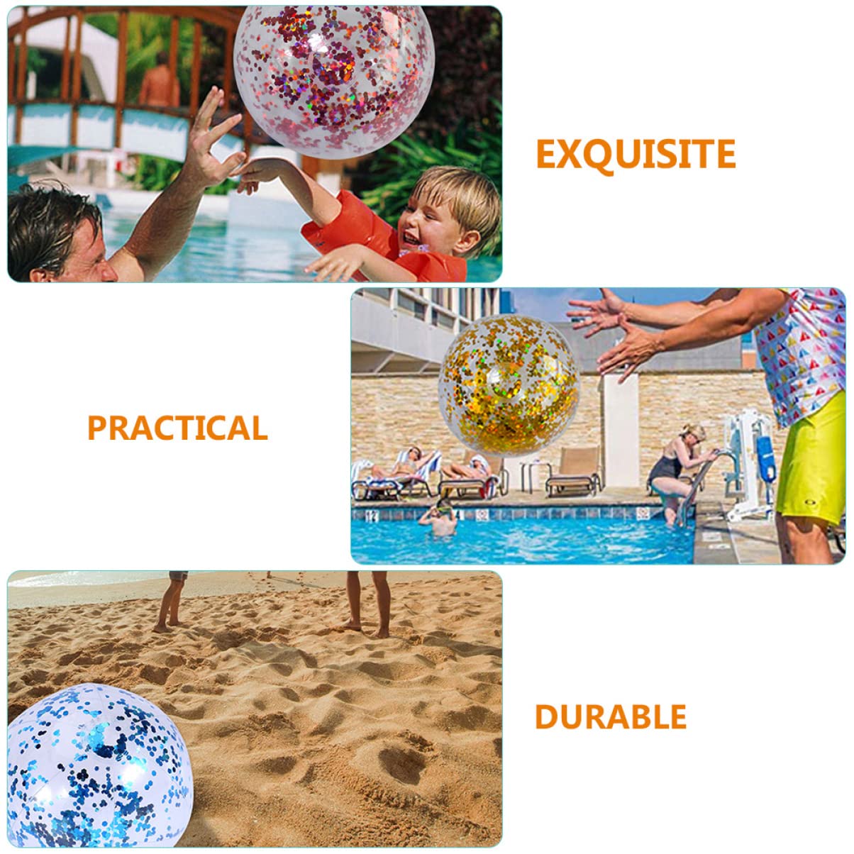 Abaodam Pallone Da Spiaggia Con Paillettes Gonfiabile Giocattolo Da Piscina Palline Piscina Palline Biliardo Palline Glitterate Con Paillettes Giocattoli Con Palline Da Biliardo