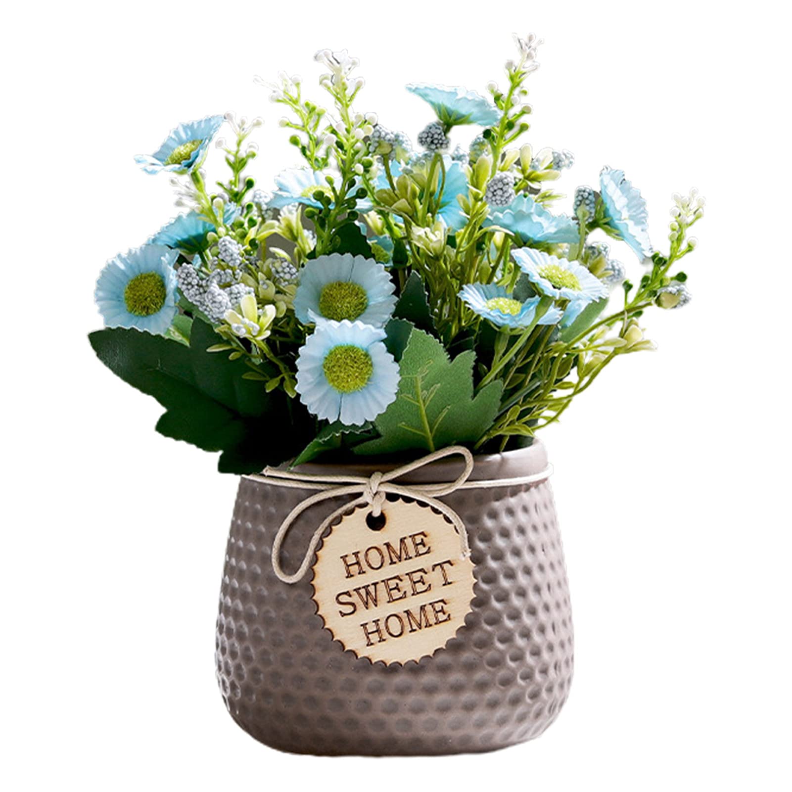 Fiori Finti Artificiali,Fiore Artificiale Simulazione Bonsai Vaso Di Ceramica Vivace Mazzi Di Fiori Finti Colorati Non Cadono Mai Fiori Artificiali Decorativi Da Tavolo for Ufficio A Casa-Grigio ( Col