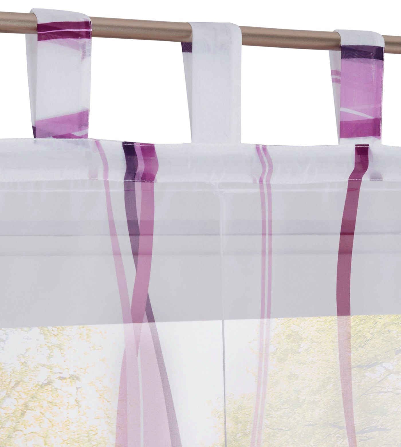 CURTAIN LAND Store Romain Transparent Imprimé Vague 60x140cm Violet - Store Bateau Voile
