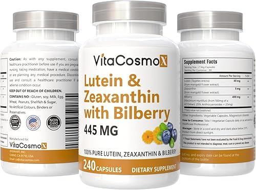 Miniatura 2 de Luteína con zeaxantina, cápsulas veganas, 240 unidades, 40 mg de luteína + 4 mg de zeaxantina por porción, sin OMG, sin gluten