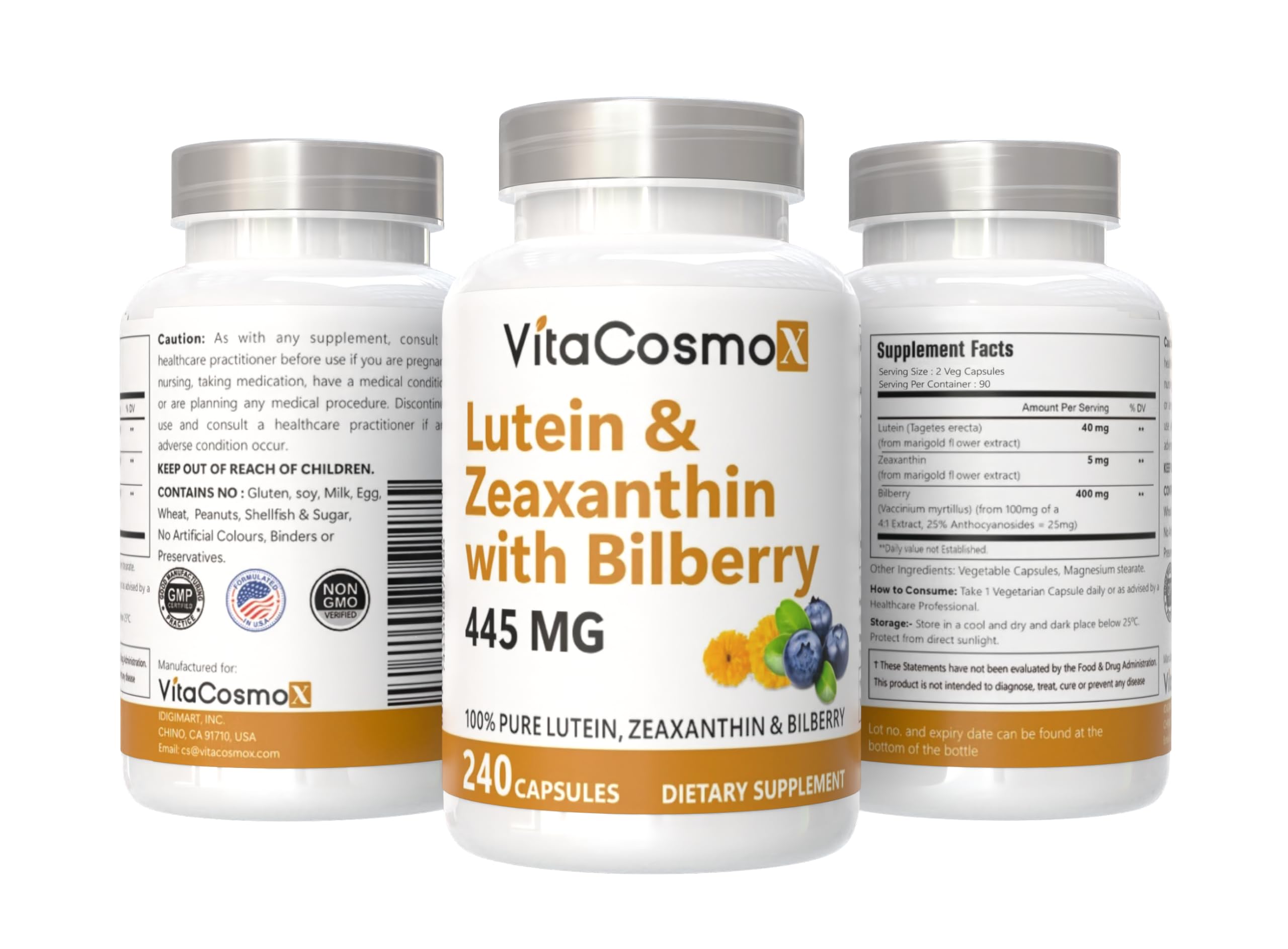 Lutein with Zeaxanthin, Vegan Capsules, 240 Count, 40 mg Lutein + 4 mg Zeaxanthin per Serving, Non-GMO, Gluten-Free — Amazon image 2