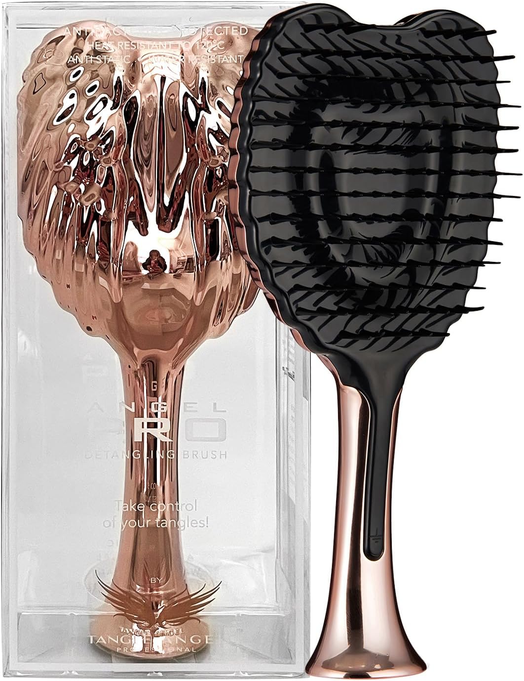 Tangle Angel Detangling Hair Brush - Anti Static Tangle Taming Brush with Soft Bristles - Heat & Water Resistant Pro Detangler Hairbrushes for Women for Fine, Thick, Wavy, & Curly Hair - Rose Gold