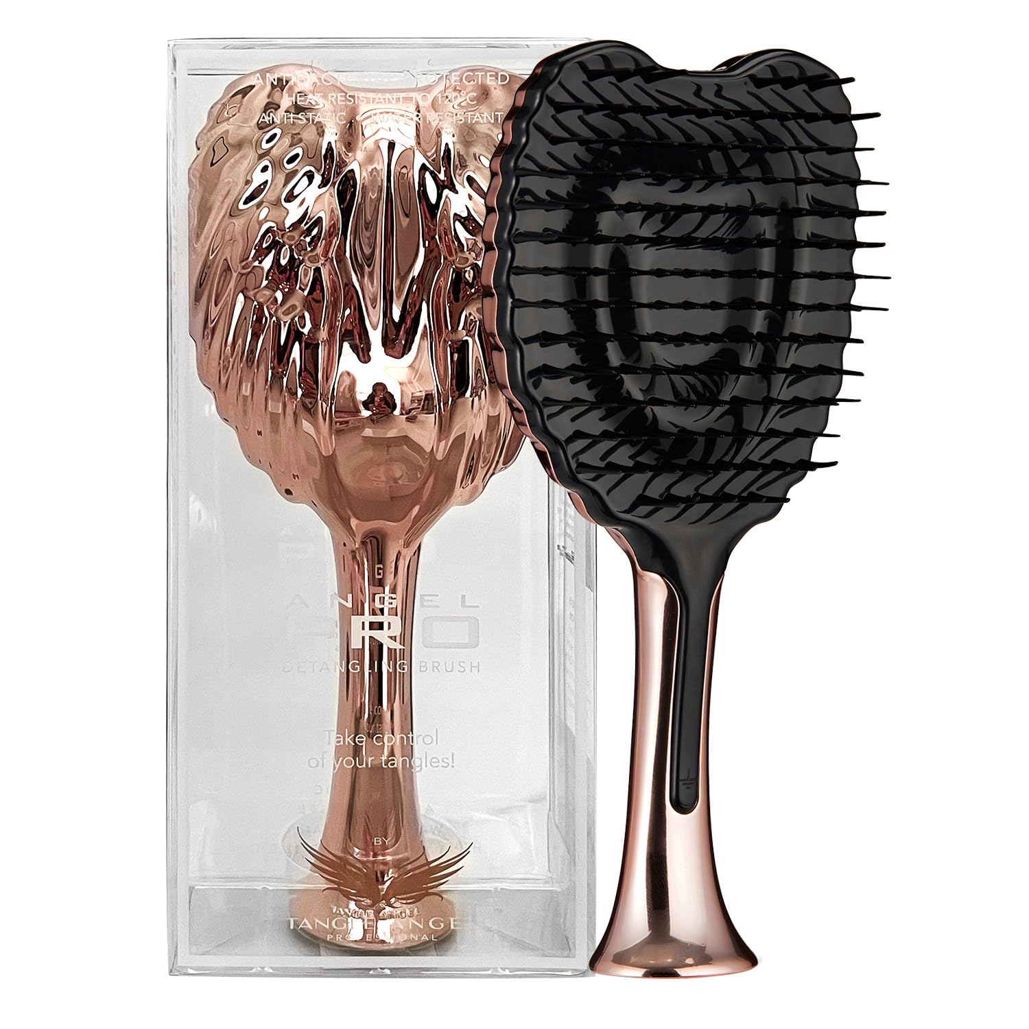 Tangle Angel Detangling Hair Brush - Anti Static Tangle Taming Brush with Soft Bristles - Heat & Water Resistant Pro Detangler Hairbrushes for Women for Fine, Thick, Wavy, & Curly Hair - Rose Gold