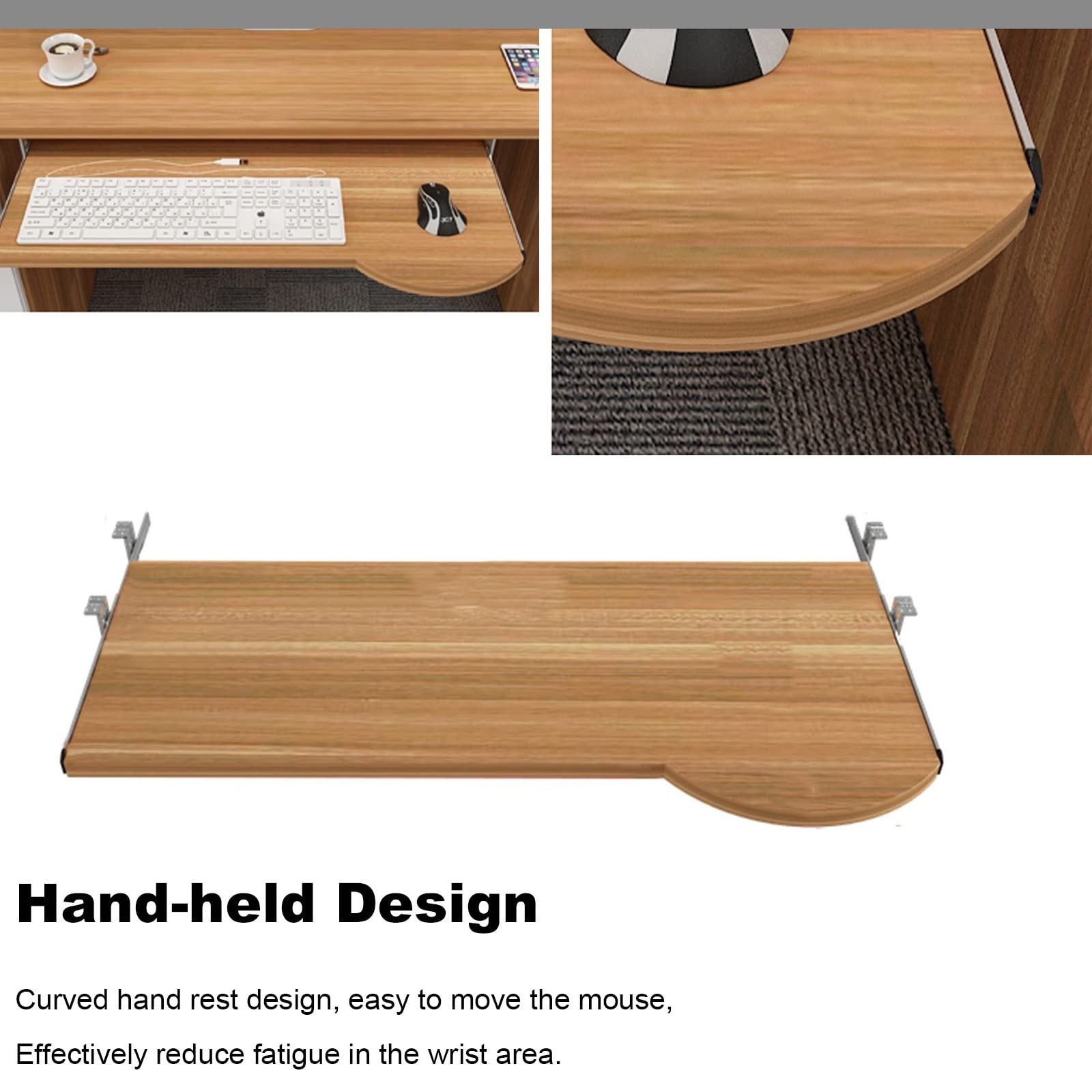 Bandeja ajustable para teclado debajo del escritorio, estante deslizante ergonómico para teclado con rieles de extensión, capacidad de carga de 24 kg, perfecto para nización y comodidad en el espacio