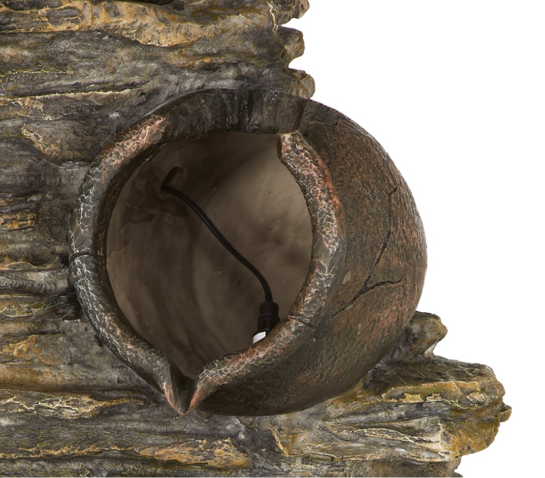 Dehner Gartenbrunnen Krüge, Outdoor-Brunnen, mit LED-Beleuchtung, solarfähig, ca. 60x46x118 cm, Polyresin, dunkelbraun/ gold