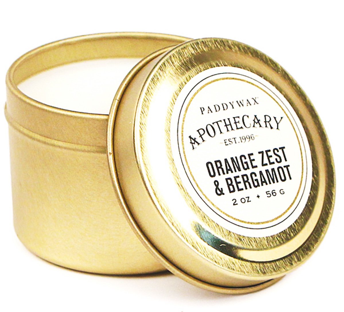 Paddywax Apothecary Collection Scented Travel Tin Candle, 2-Ounce, Orange Zest & Bergamot