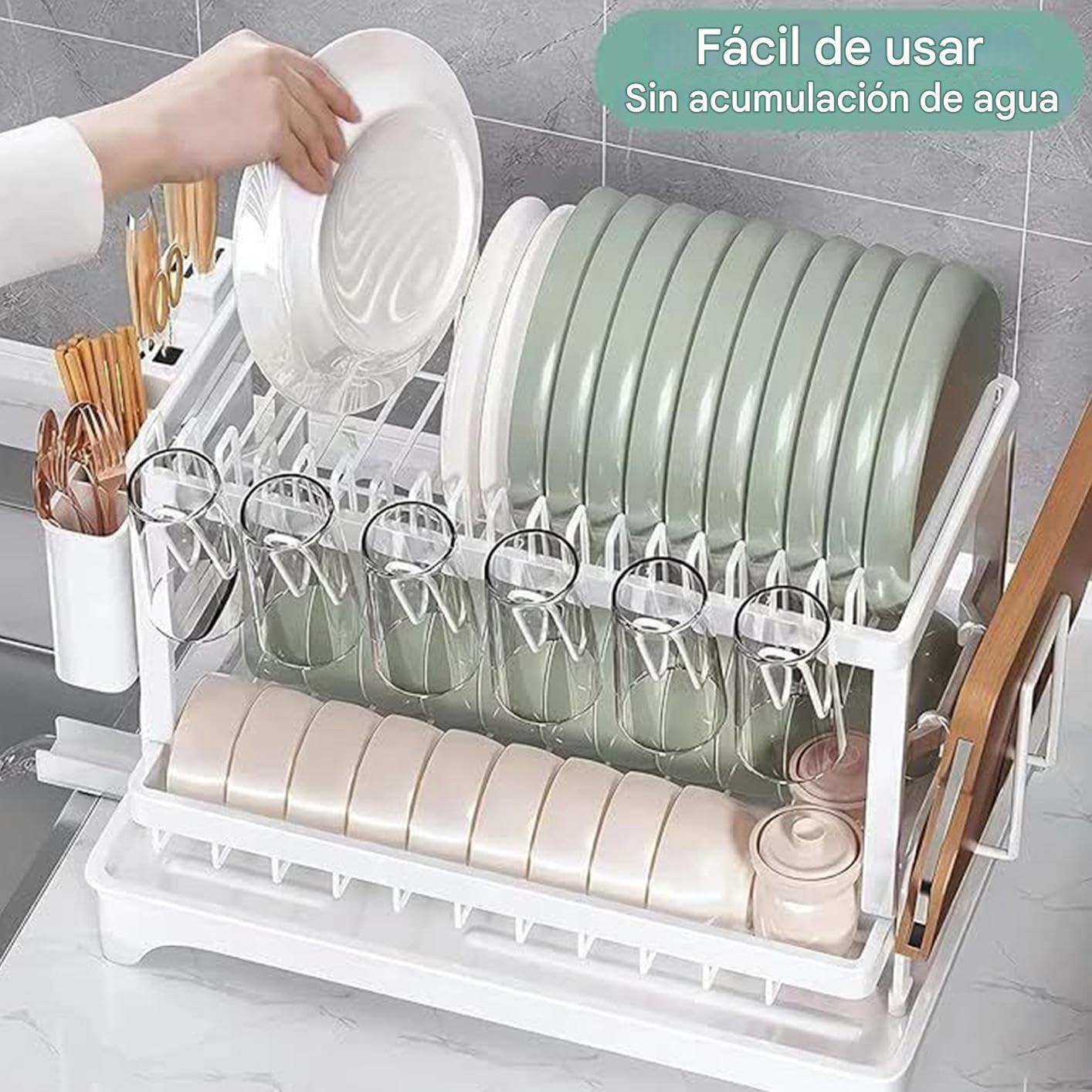 Genérico Abtropfgestell – mit Ablage und Abtropfbrett, Geschirrtrockner für die Küche, für Tasse, Besteck, , Teller, Organizer, Spüle, Arbeitsplatte für Zuhause, Wohnung, Speisekammer