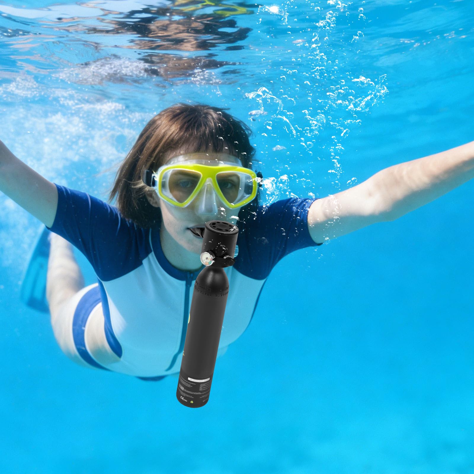 0.5L Mini Tauchflasche für das Tauchen im Flachen Wasser, Lung Tank Support 5-10 Min Unterwasseratmung Kleine Tauchzylinder für Tauchpraxis Oder Als Ersatzluftflasche