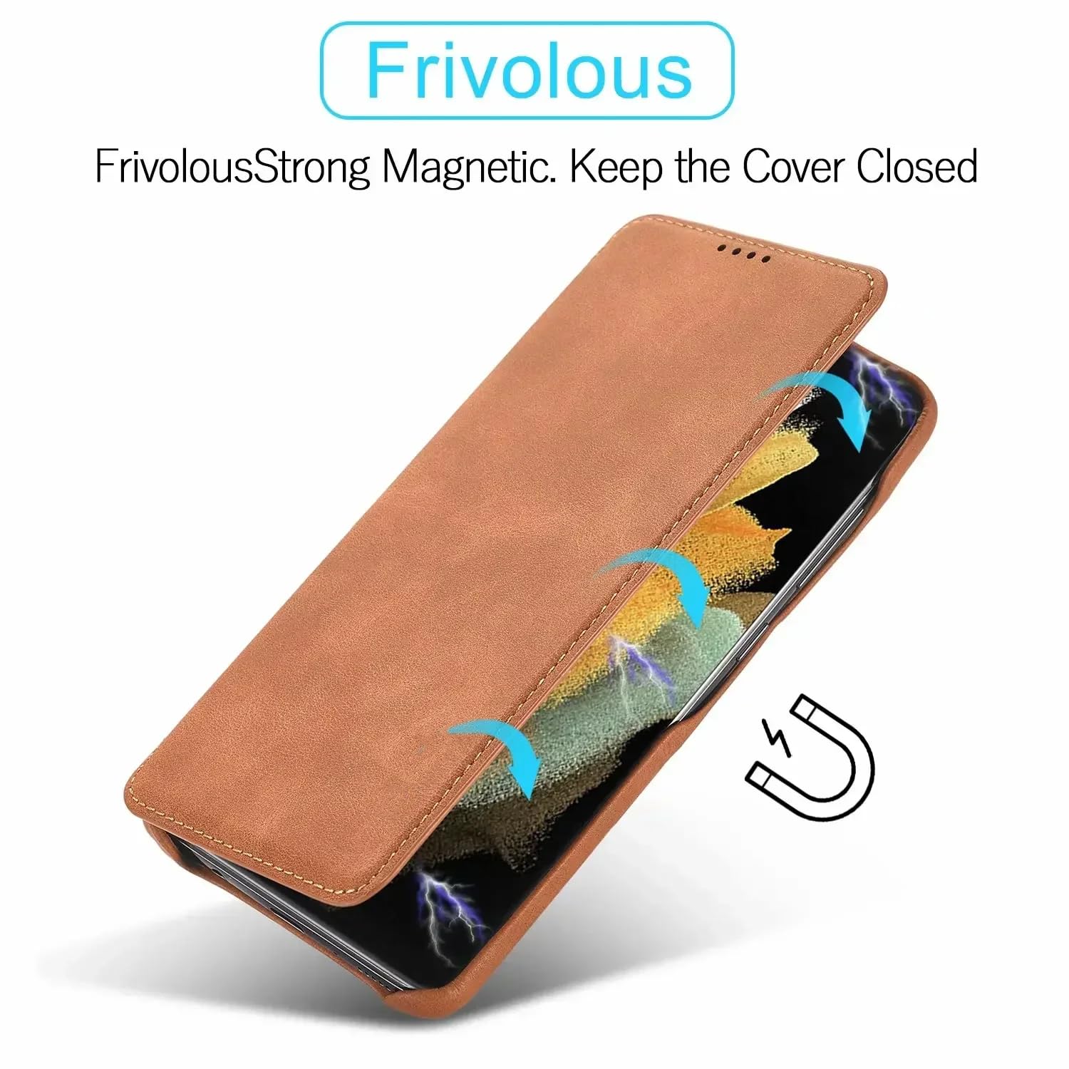 Étui à Rabat magnétique en Cuir pour Galaxy S20 avec Fente pour Carte (Marron)