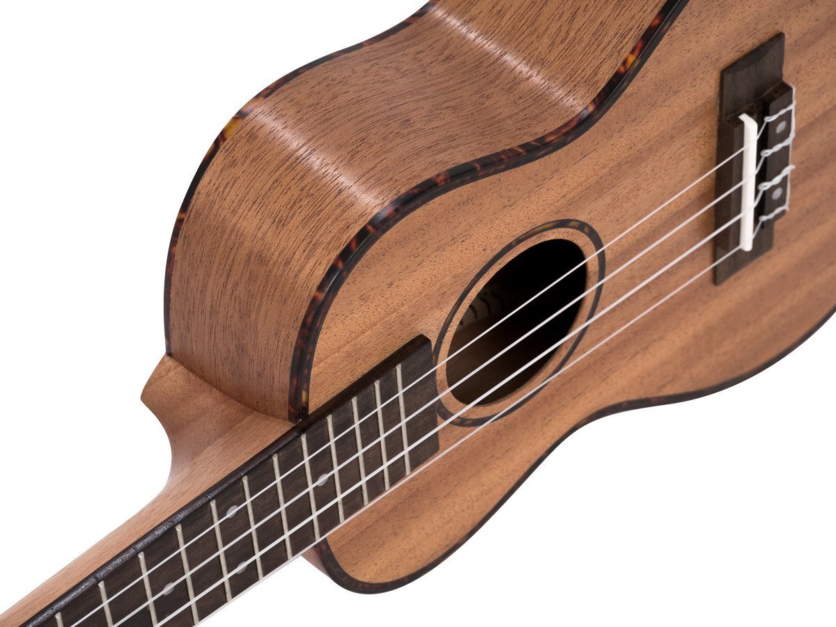 CASCHA HH 2036 ES Ukelele Concierto, Caoba, Bundle con Curso de Ukelele, Afinador, Bolsa Acolchada, 3 Púas y Cuerdas de Aquila