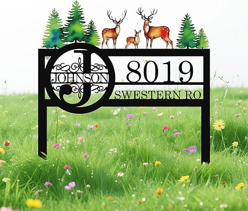 Letreros personalizados de ciervo con estacas, placa de dirección personalizable para patio, decoración de jardín colorida para exteriores, letreros