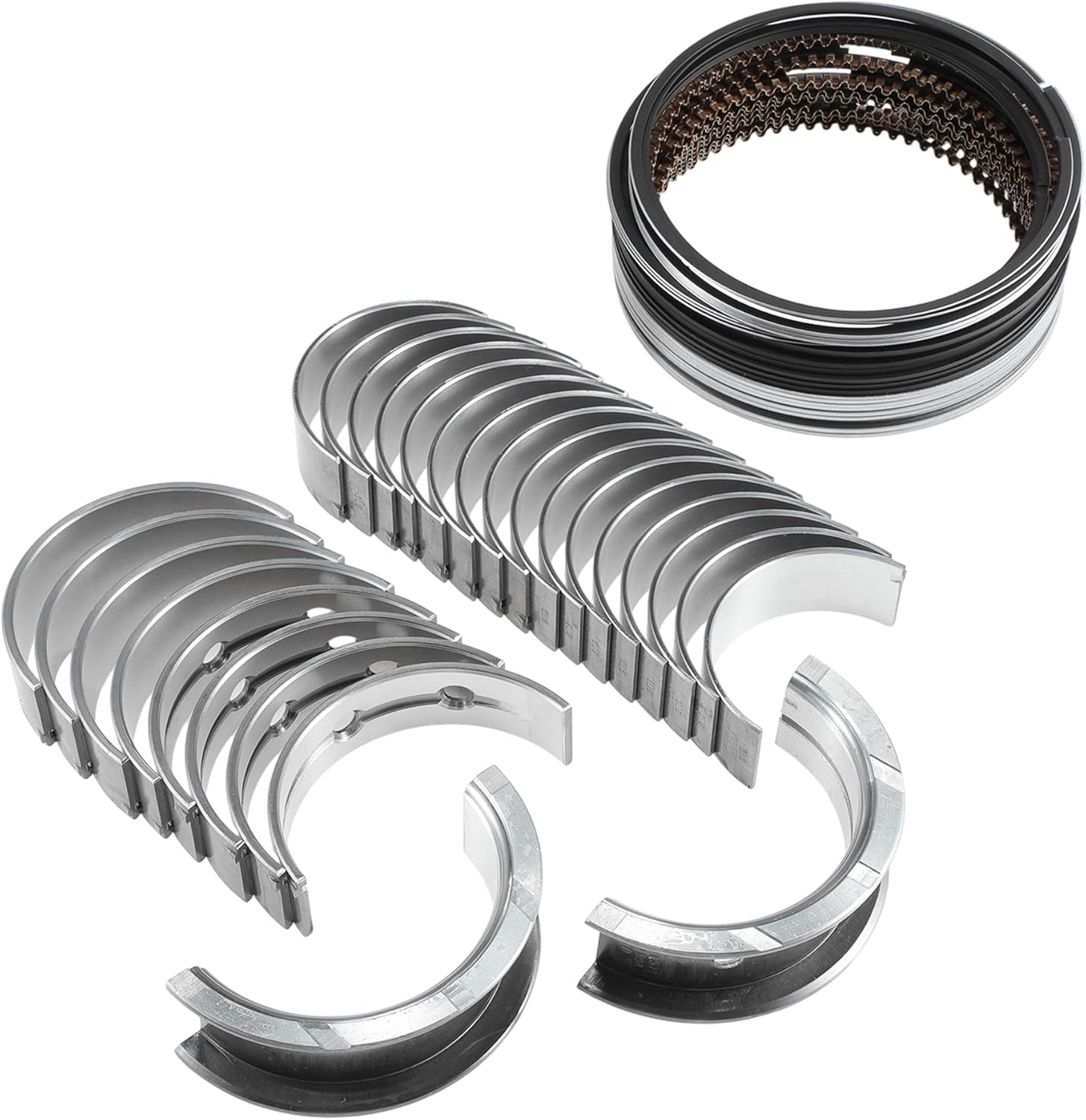 66Pcs Main and Rod Bearings with Piston Rings Set for GMC for Chevy LS Gen III IV 4.8L 5.3L Engine L20 LY5 LM7 LR4 L33 L59 LH6 LC9 LS4 LY2 LMG No.MS2199/BB253J/CB663/41859CP