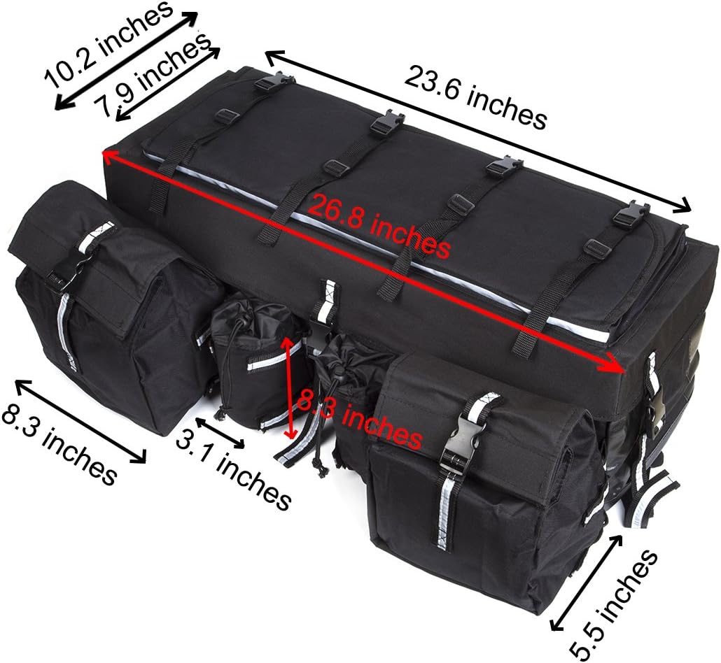OHMOTOR ATV Cargo Bag Rear Rack Gear Bag Made of 600D Waterproof Fabric