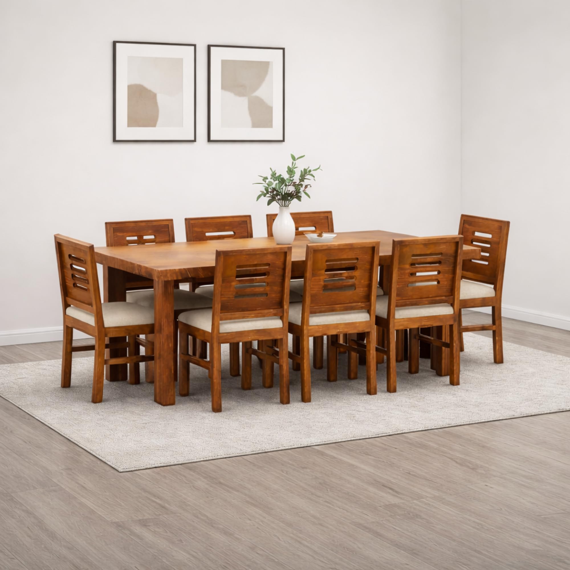 SONA Art & Crafts Capsule Solid Sheesham Wood Dining Table Set 8 Seater Dinner Dinning Table with 8 Chair for Dining Furniture for Living Room Home Hotel Office Self Assembly (Teak Finish)-image-28