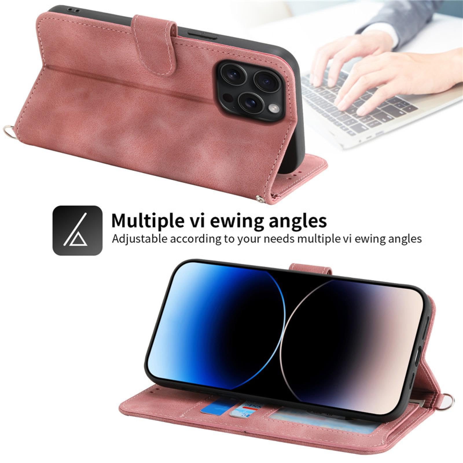 Étui Portefeuille en Cuir avec dragonne pour iPhone SE 2020 (2022), étui à Rabat avec dragonne et Porte-Cartes (pour iPhone SE 2020 (2022)/Violet)