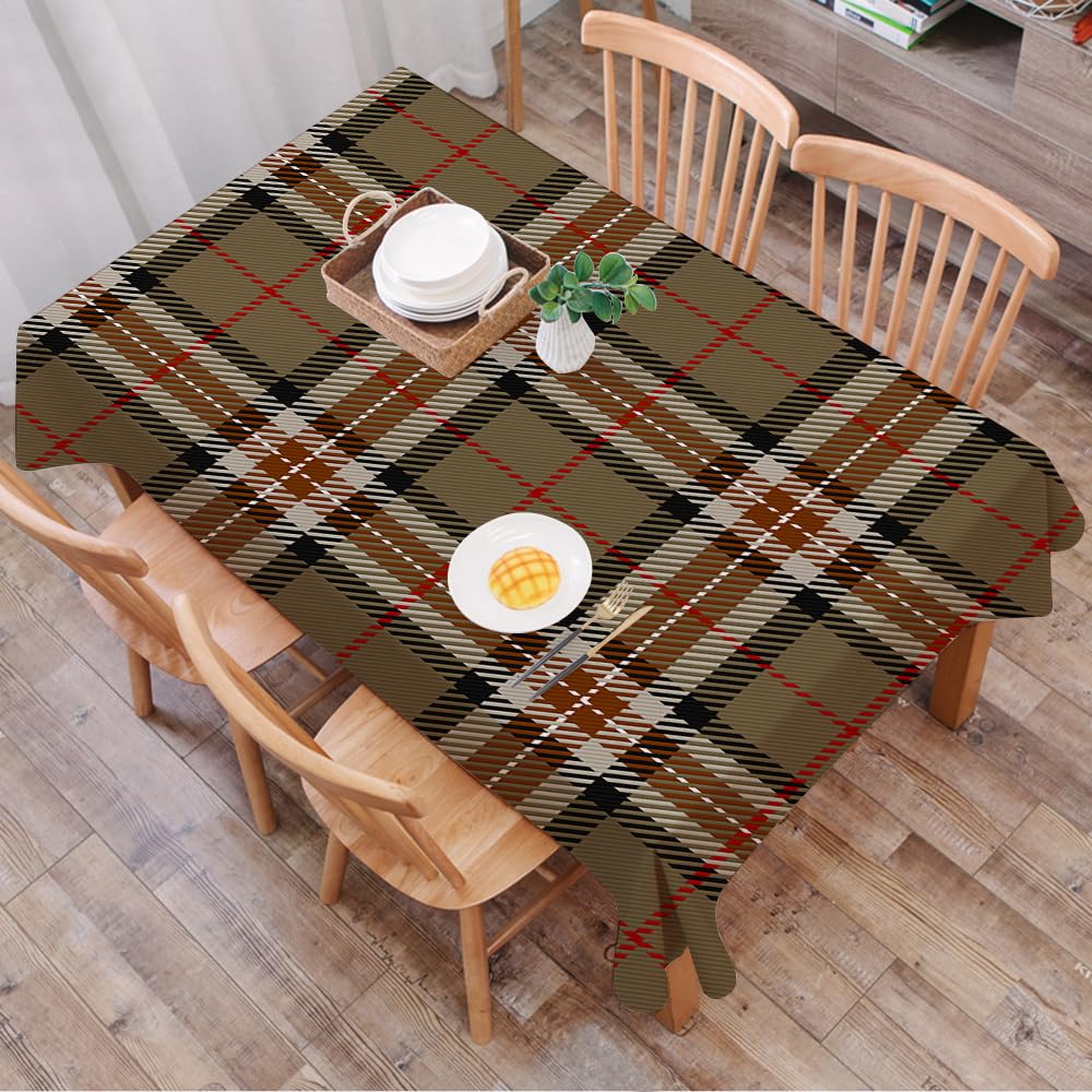 Dalexhm Classic Lattice Design, Repeated Design Of I - A5 Table Cloth Wipe Clean Rectangular, Wipeable Tablecloths,Dining Table Cover For Kitchen Outdoor Garden Table,Classic Lattice Design, Repeated Design Of Intersecting Lines Of Red And,54X72 In