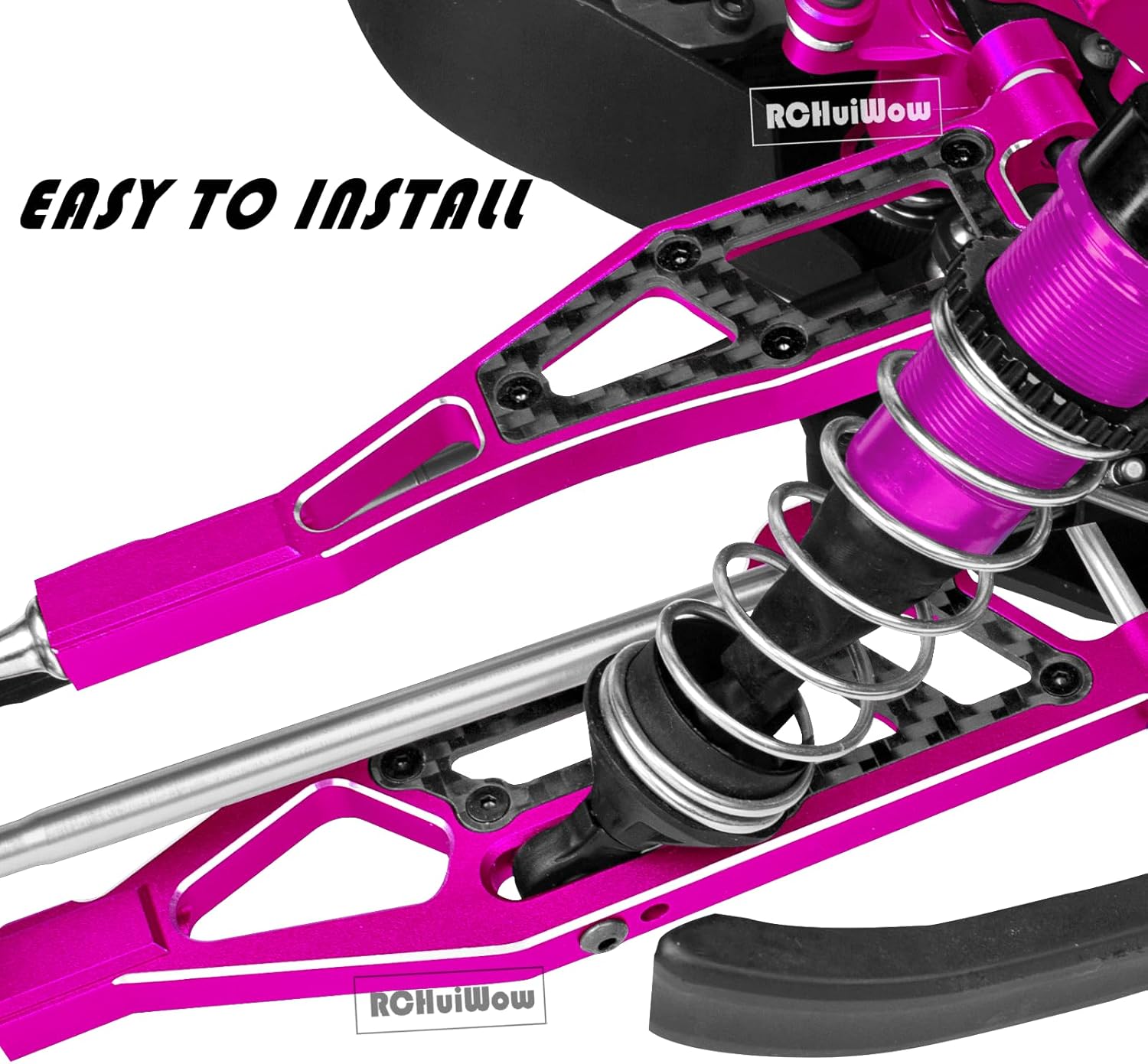 RC Alloy Front Upper Suspension Arms Upgrades Part for 1/8 Kraton 6S BLX,Outcast 6S BLX,Talion 6S BLX, Notorious 6S BLX,Aluminium Front Upper A Arms w/Pivot Balls,2pcs,Pink