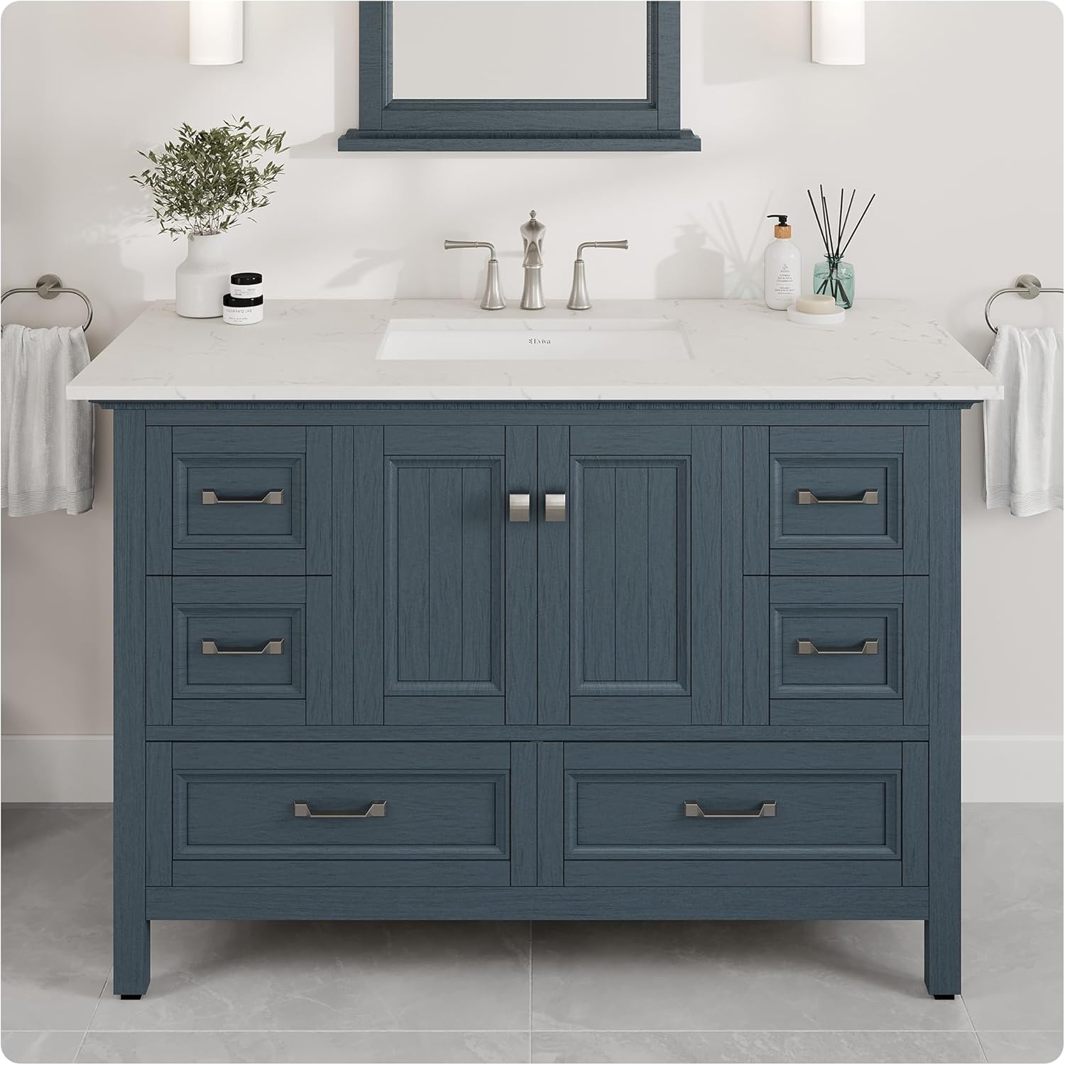 Eviva Britney 48 Inch Single Sink Transitional Ash Blue Bathroom Vanity