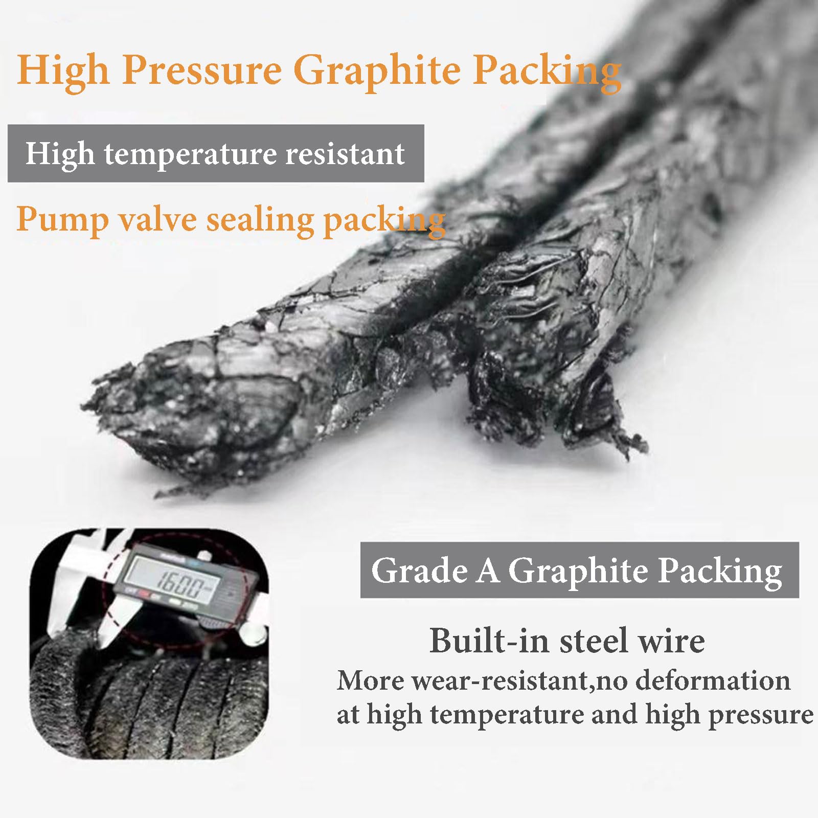 Baderna In Grafite Flessibile - 5m X 6mm, Per Alte Temperature E Pressioni, Valvole E Pompe Industriali - Foto 3