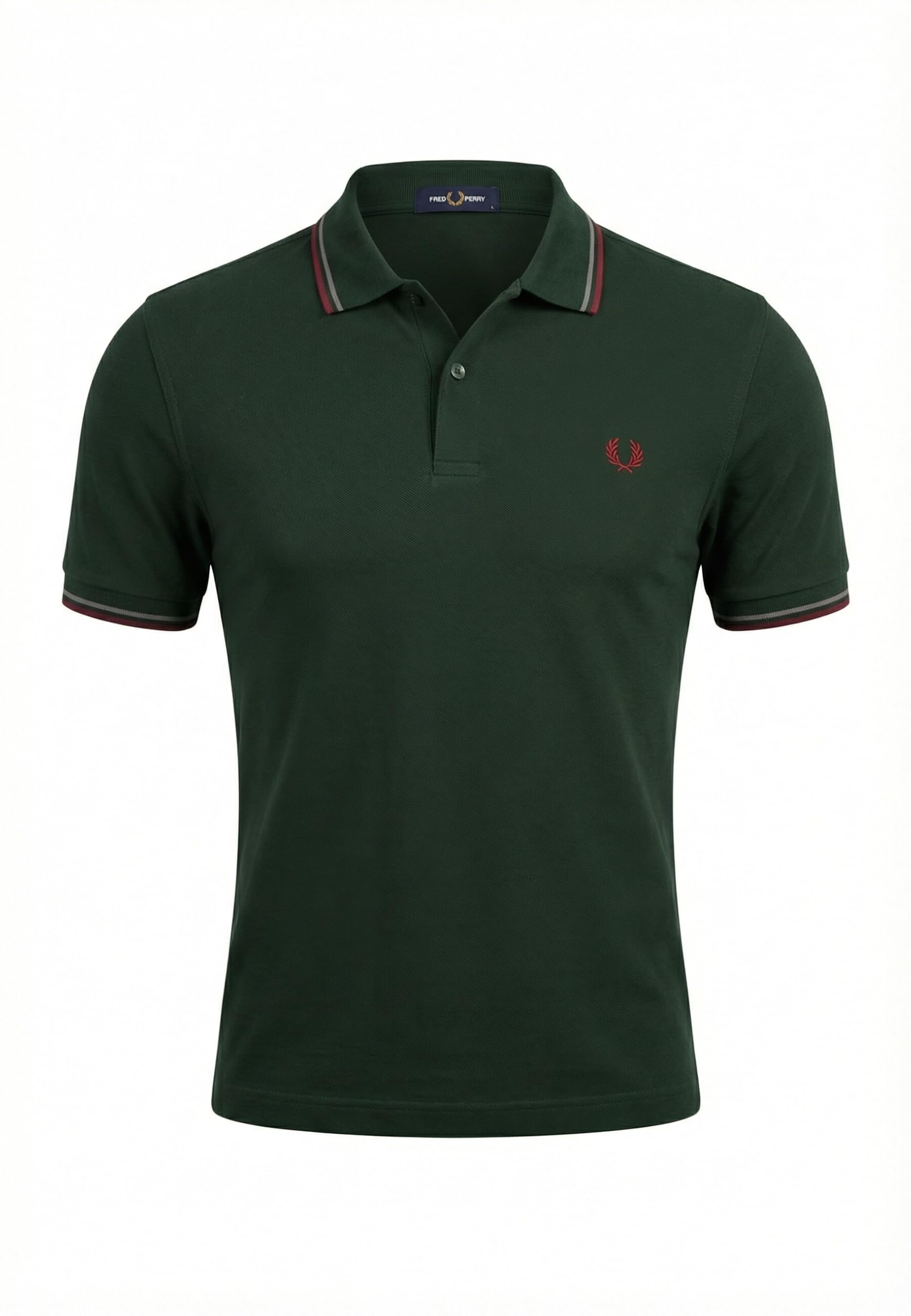 Fred Perry Men's Grey/Light Twin Tipped Polo Shirt In Anchor Ice/Sport Green