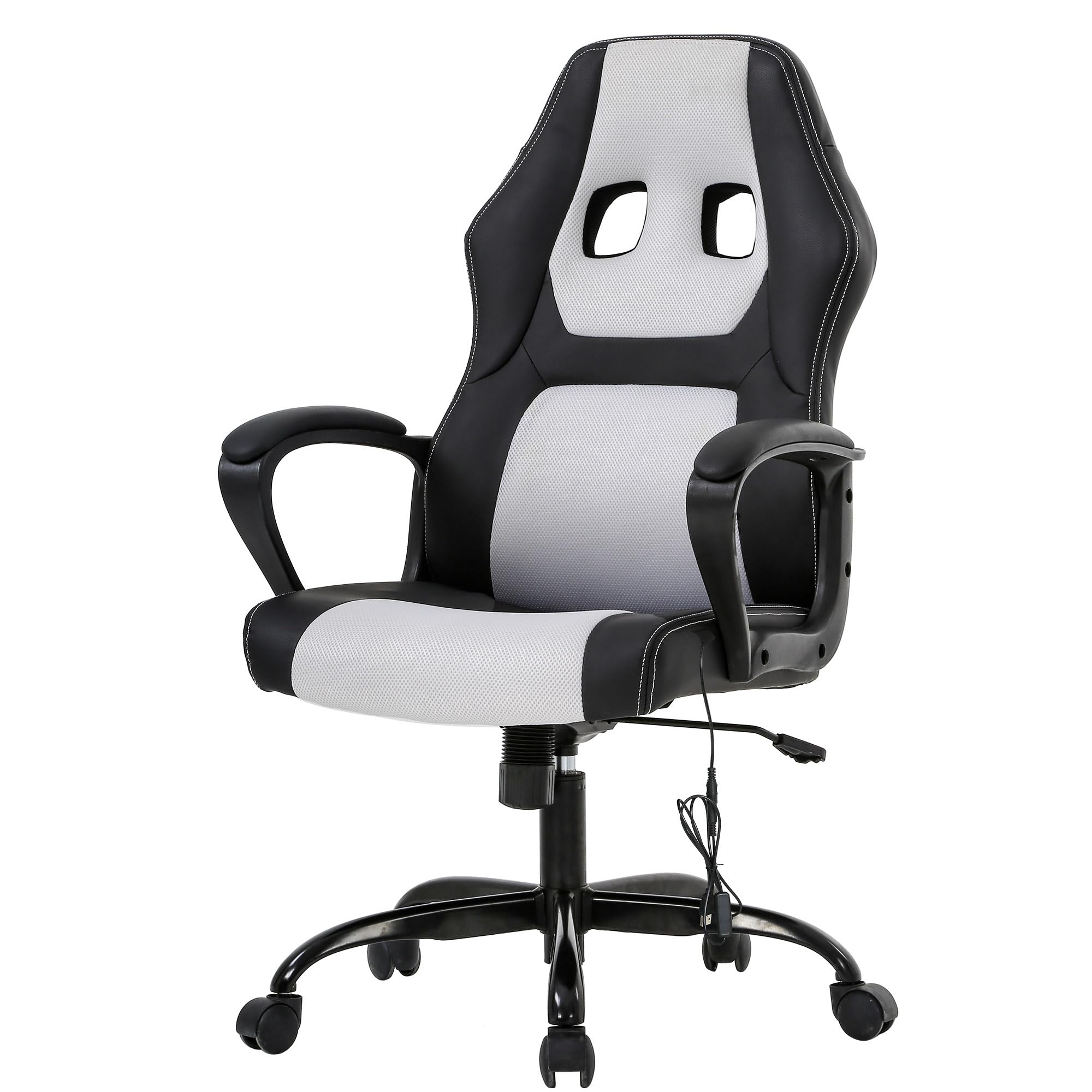 PayLessHere Gaming Chair Office Chair with Support Adjustable Ergonomic Pu Leather Racing Lumbar Massage Headrest Armrest Task 360° Swivel Computer