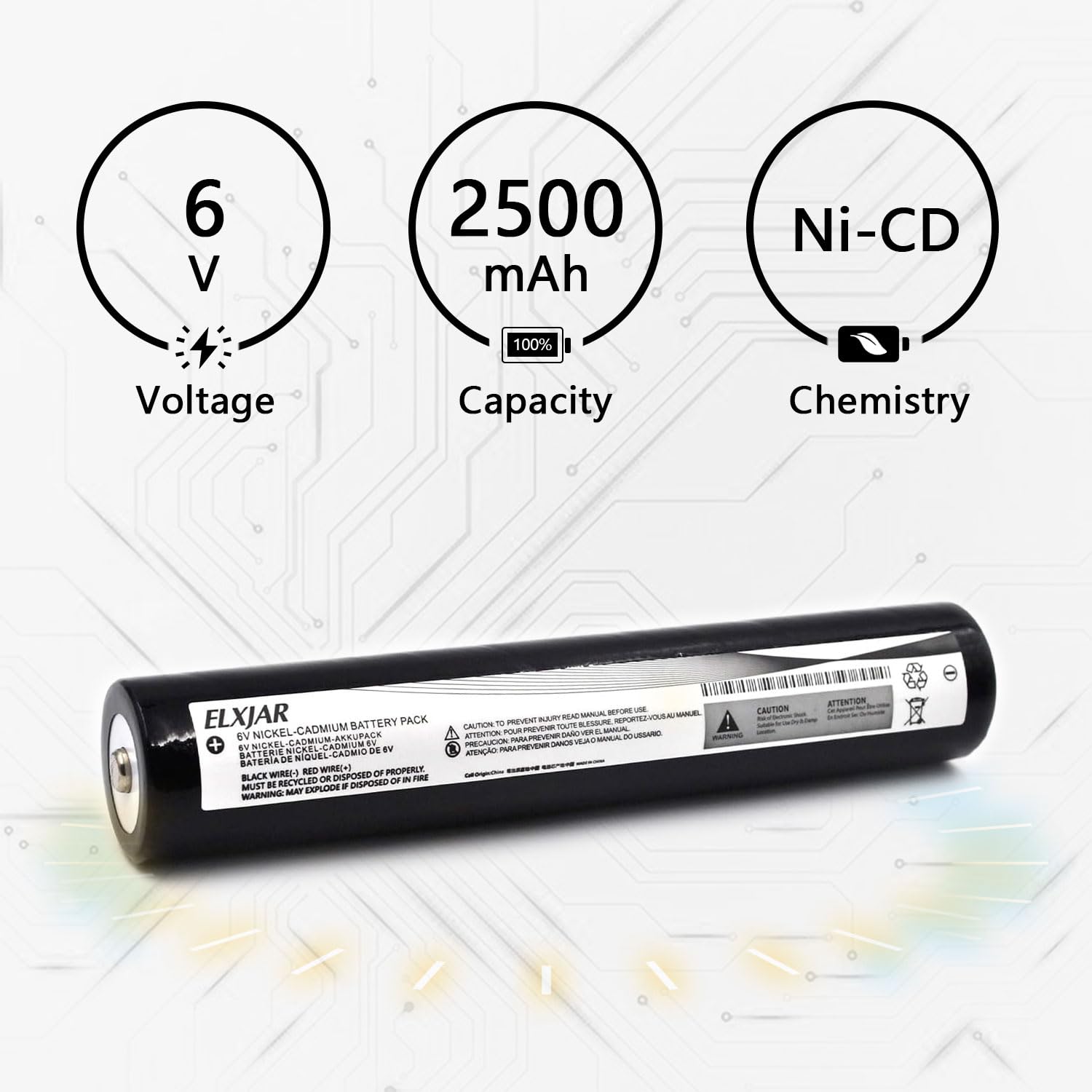 (2-Pack) 6V 2500mAh Ni-Cd Battery for Streamlight SL20, SL20S, SL20X