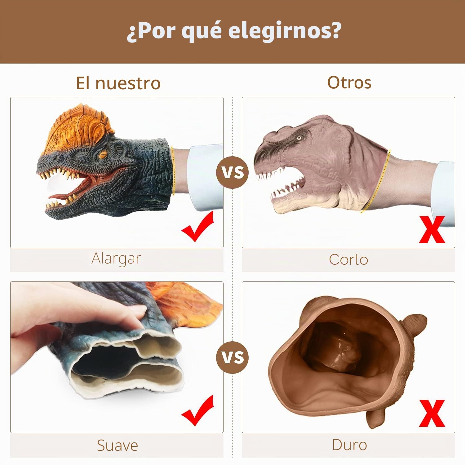 Dinosaurio Marionetas de mano Dino Juguetes de látex Raptor realista Marioneta de cabeza de animal suave juego de juguete de goma T rex Marionetas Tyrannosaurus Dilophosaurus Triceratops Paquete de 3…