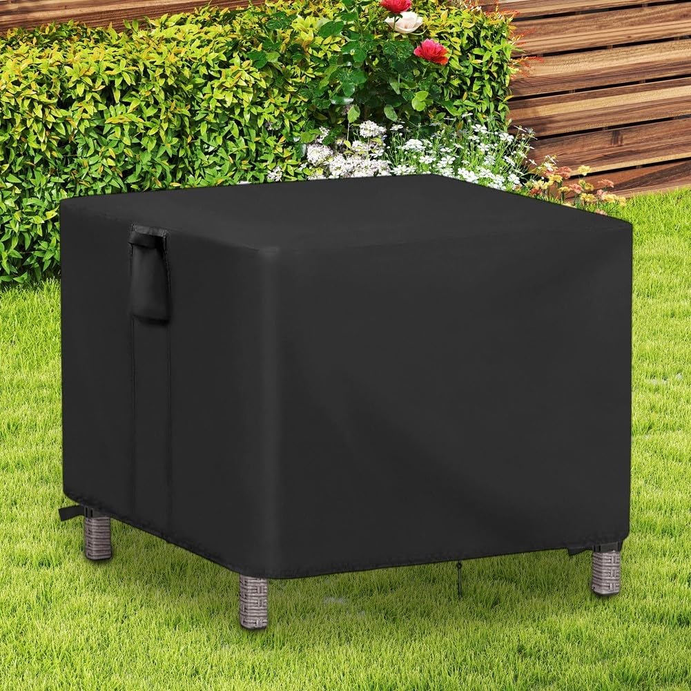 Wasserdichtes Oxford-Tuch Outdoor Fußhocker-Abdeckung für 55,9 x 55,9 x 45,7 cm Bartisch und Hocker, wetterfest, UV-beständig, mit Griffen