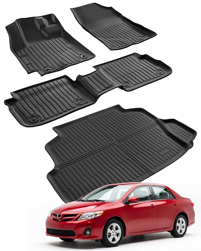 Tapetes Automotivos em TPE para Toyota Corolla 2009 a 2013 com Tapete de Porta-Malas JakeParts, Kit com 4 Peças