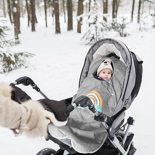 Miniatura 6 de Funda para cochecito de invierno, universal, impermeable, saco de dormir cálido para clima frío (arcoíris)