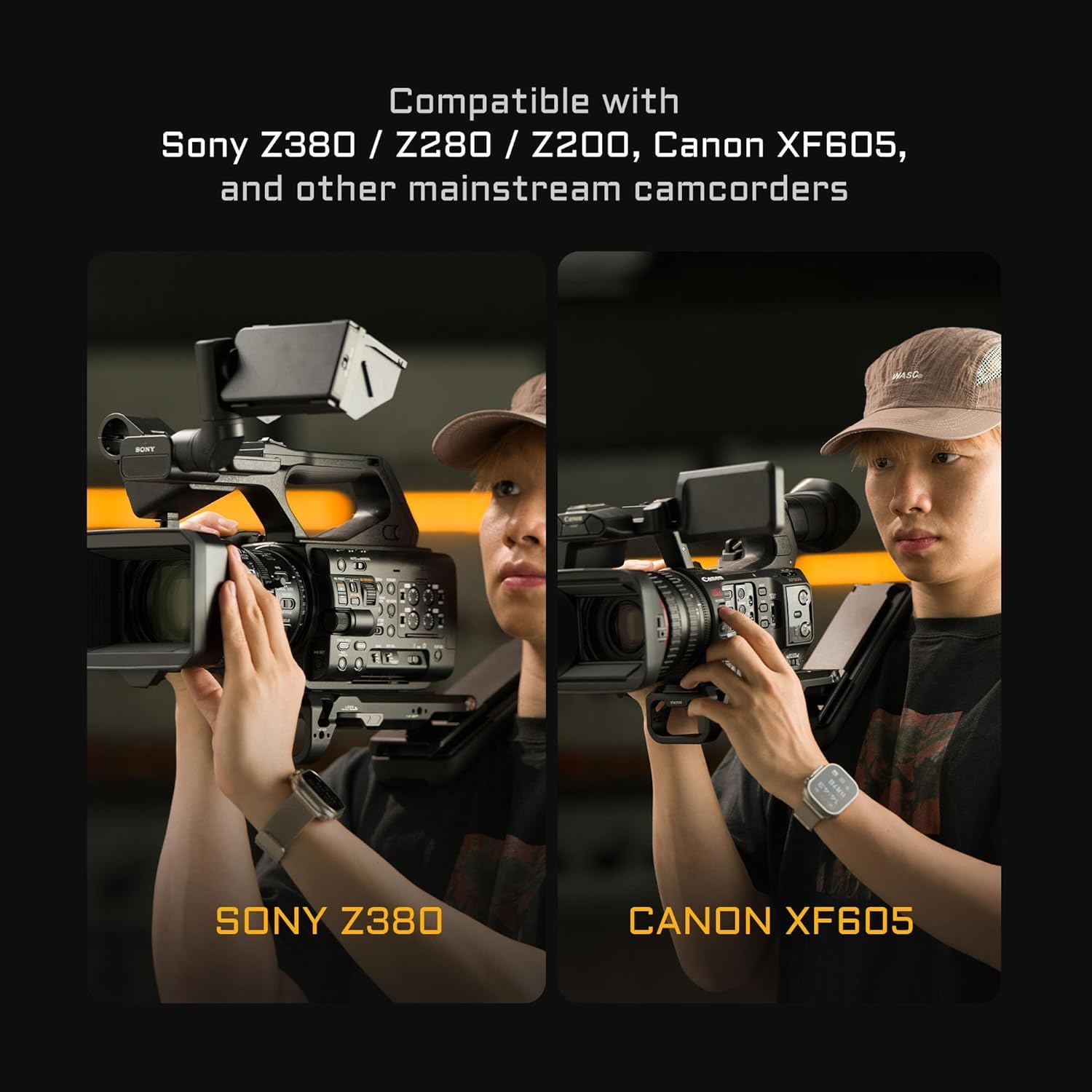 Tilta Extendable Shoulder Pad Baseplate for Camcorders | Compatible with Canon XF605, Sony Z380/Z280/Z200 | Quick Shoulder-to-Handheld Transitions | Front 1/4”-20 & 3/8”-16 Mounts | Black