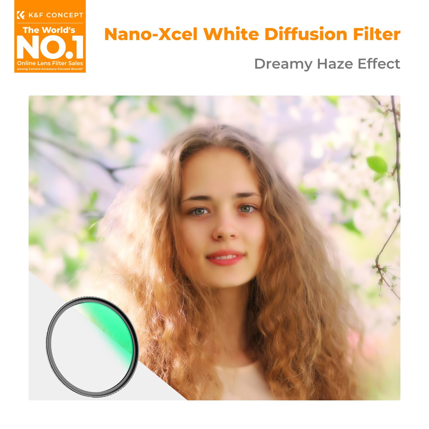 K&F Concept 55 mm biała mgiełka filtr 1/4 marzycielski efekt kinowy, miękki świecący dyfuzor obiektywu filtr (seria Nano-X)