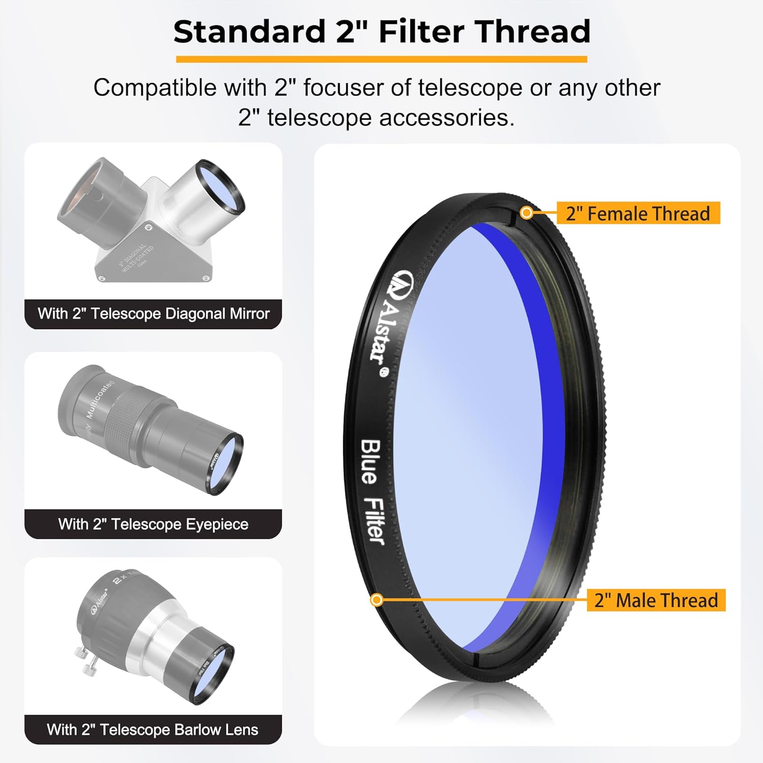 Alstar Deluxe Telescope LRGB 2 Inch Filter Set - Colour Filters for Use with Monochrome CCD Cameras - Give Stunning Astrophotographic Results