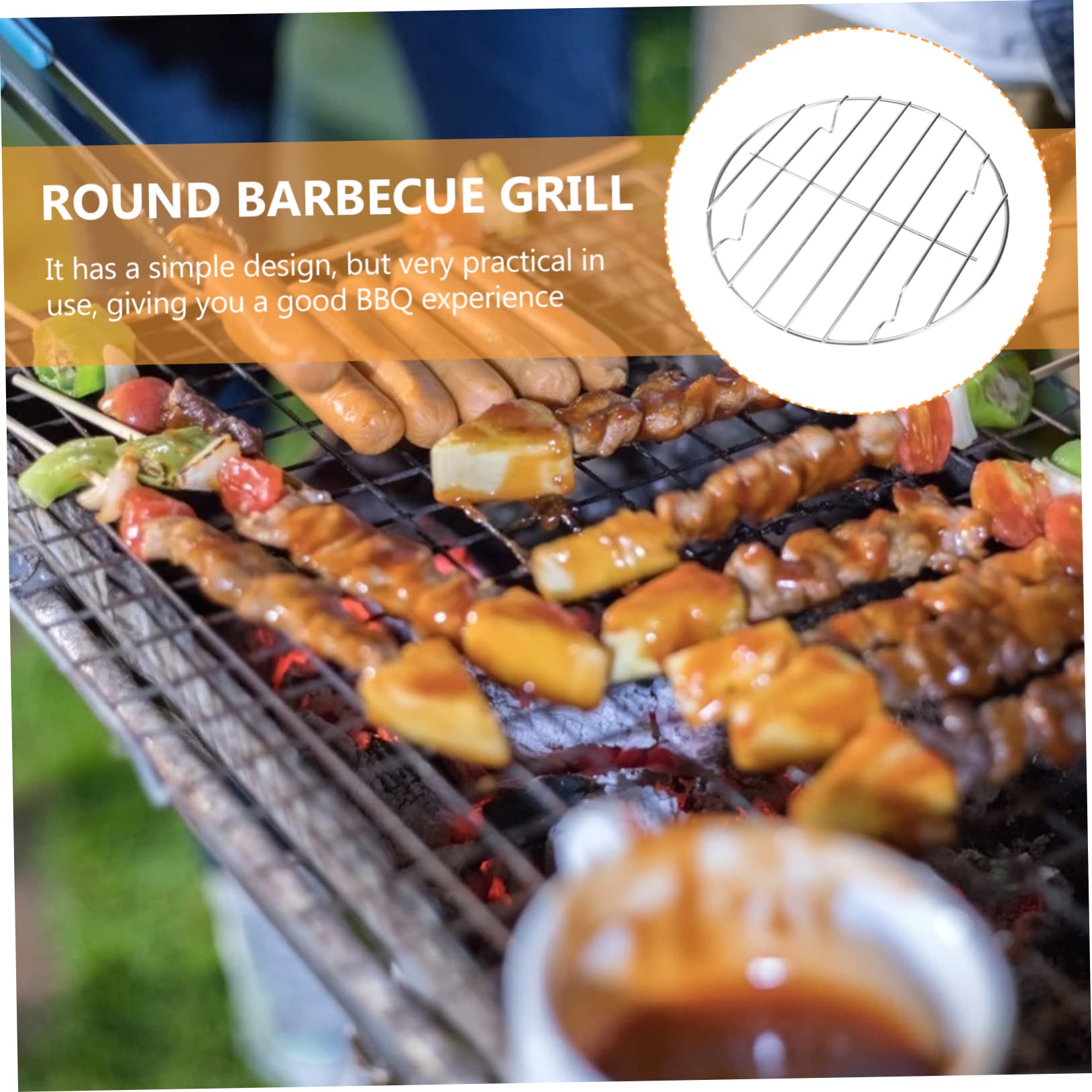 Toyvian 2Pcs Round Stainless Steel Barbecue Grill Rack Diameter BBQ Tools for Outdoor Cooking Lightweight and Durable BBQ Accessories for Easy Grilling and Convenient Storage