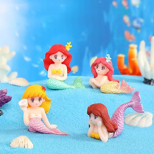 Miniatura 6 de 4 piezas de decoraciones de pecera de sirena, grandes decoraciones de acuario, accesorios interesantes para peceras, figuras de sirena en miniatura,