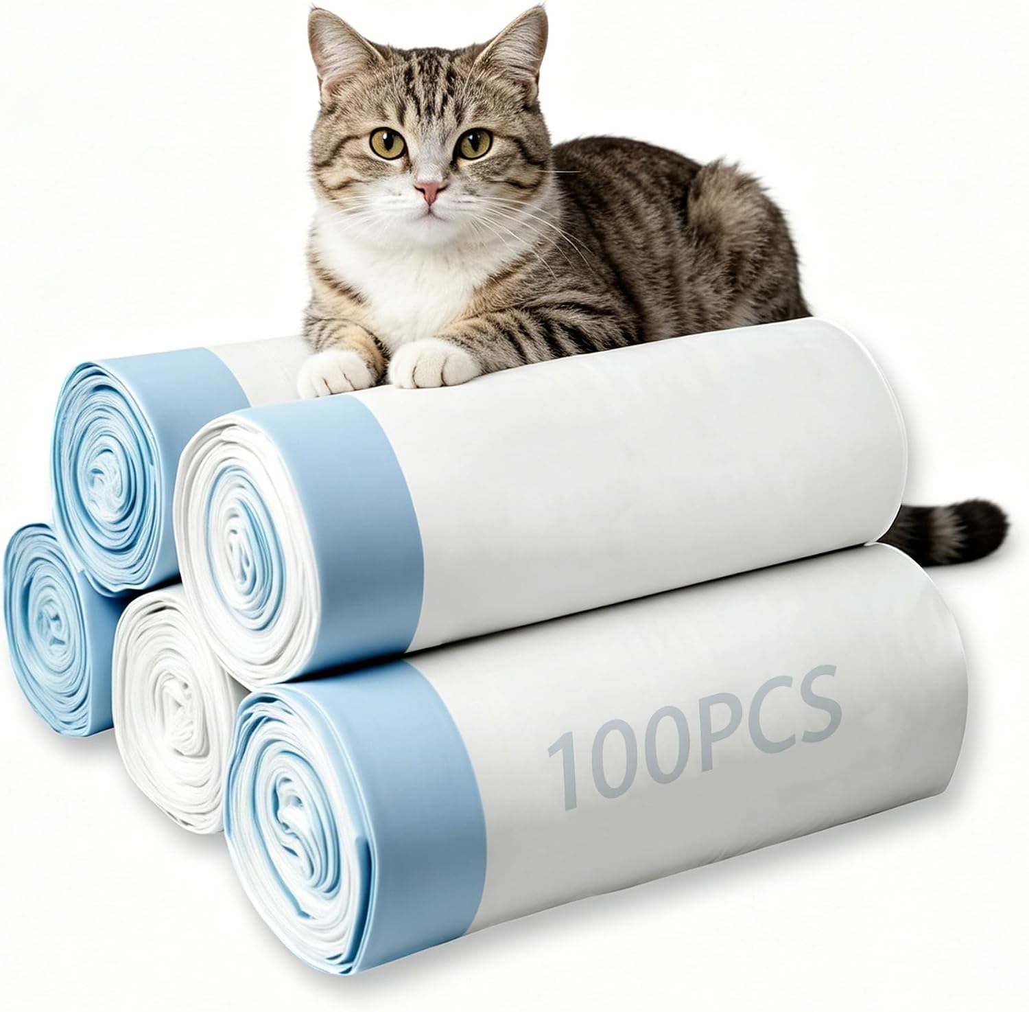 100 Count Cat Litter Box Liners for Robot 3 & 4 Heavy Duty Waste Drawer Liners, 25×15",Automatic Self-Cleaning Litter Box Replacement Bags, 22 pound Capacity