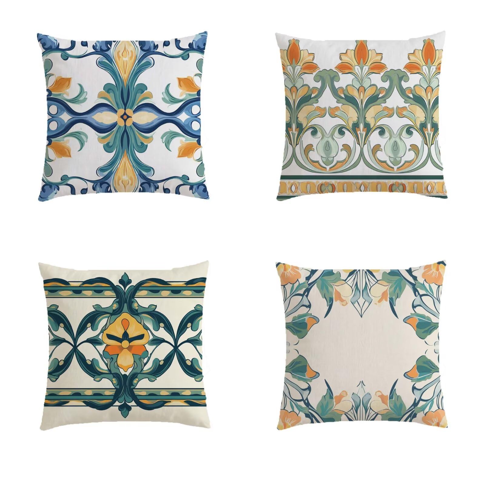 Housse de coussin 70x70cm lot de 4 taies turquoise idée cadeau pour pendaison de crémaillère
