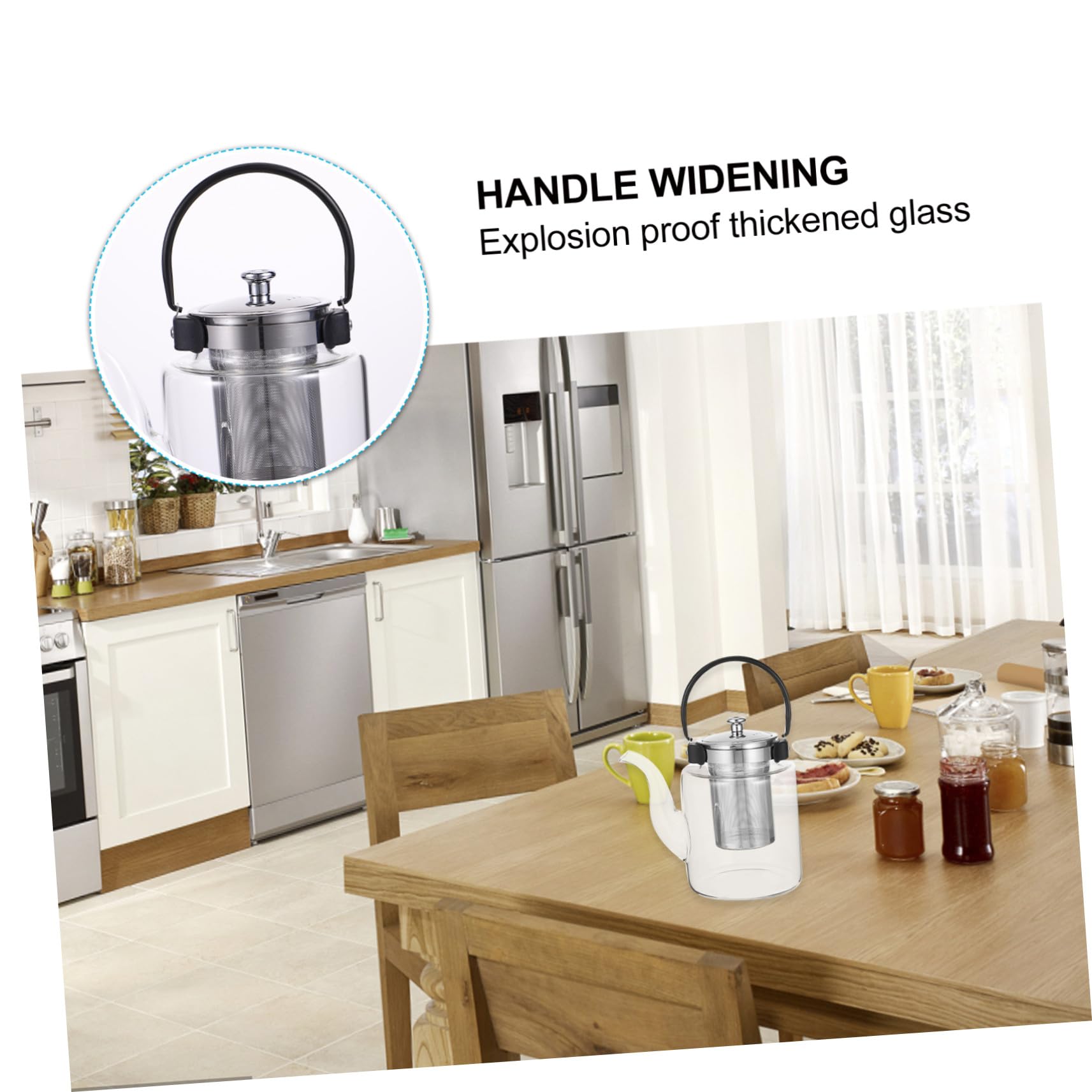 SOLUSTRE Glas Teekanne mit Großem Fassungsvermögen und Hitzebeständigem Sieb Transparenter Teekessel mit Dichtem Deckel und Verbreitertem Griff für Komfortable Handhabung