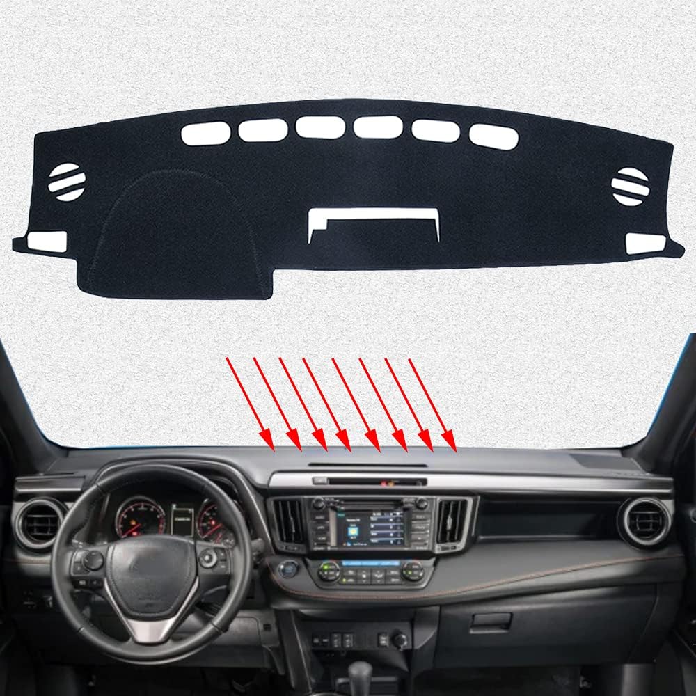 Great-luck Dashboard Cover Mat Custom Interior Accessories Dash Covers Reduces Glare Eliminates Cracking for Toyota RAV4(2013 2014 2015 2016 2017 2018)