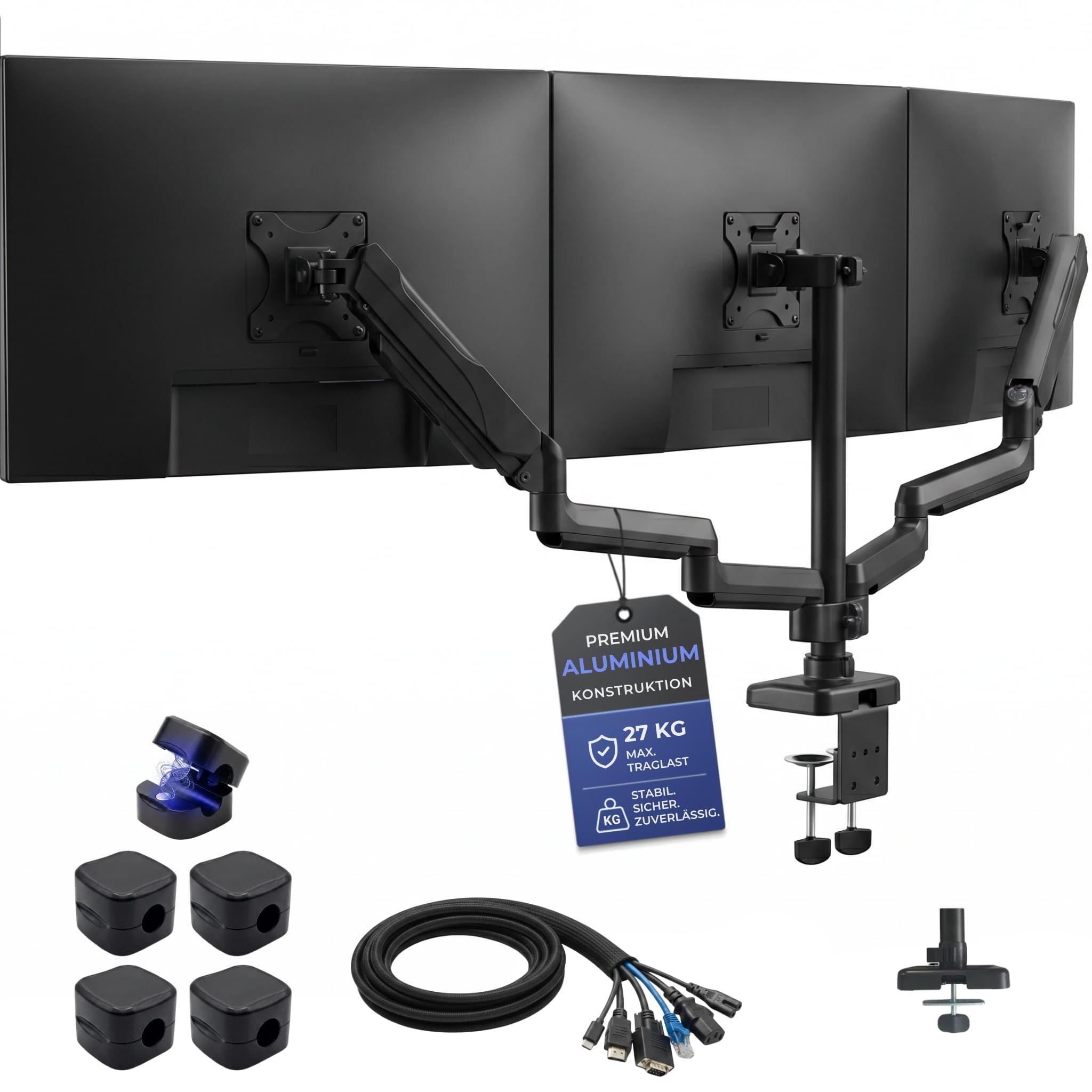 Monitor Halterung 3 Monitore für 14 bis 32 Zoll 360° Beweglichkeit