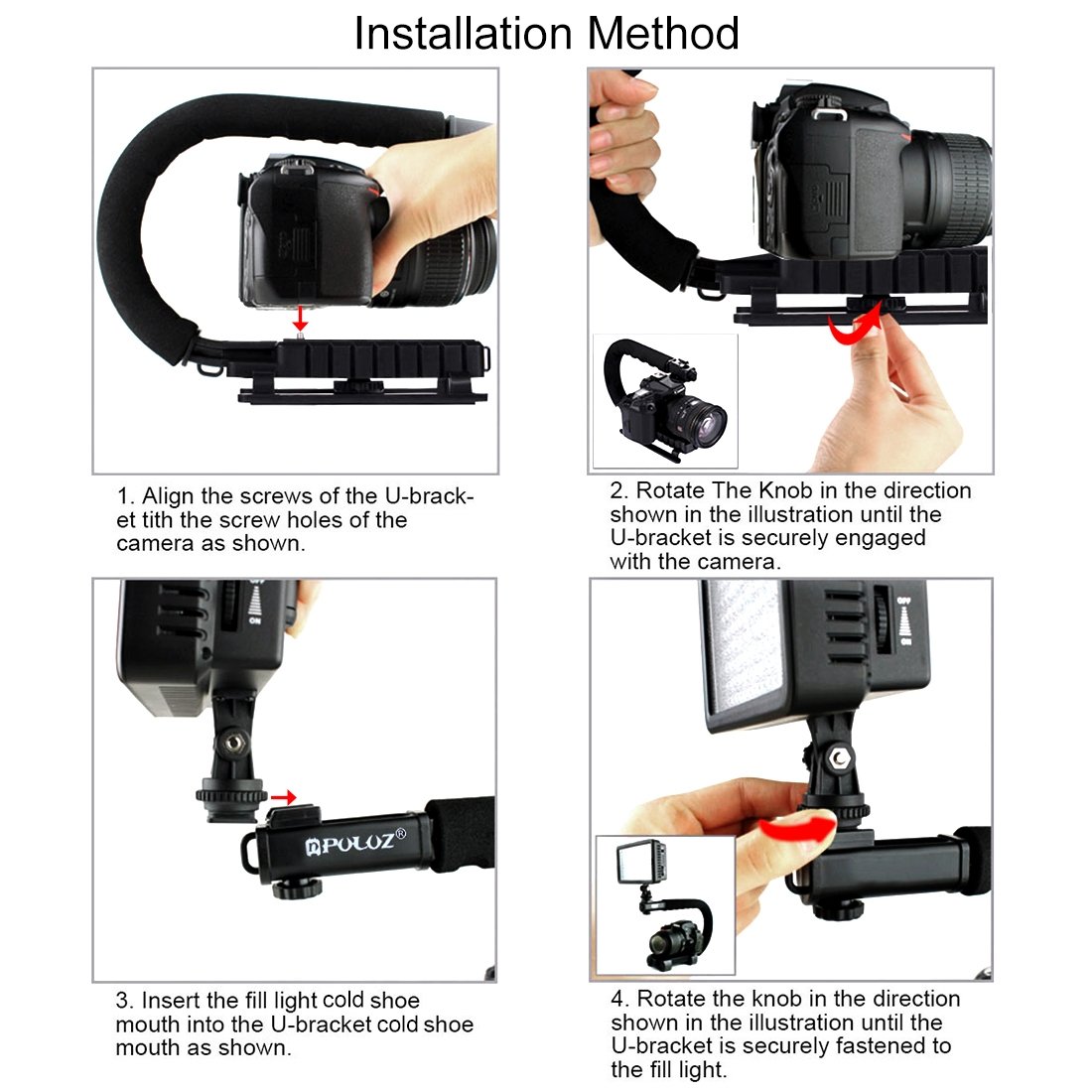 Amazon | PULUZ 2 in1 U/C型ポータブルハンドヘルドDVブラケット