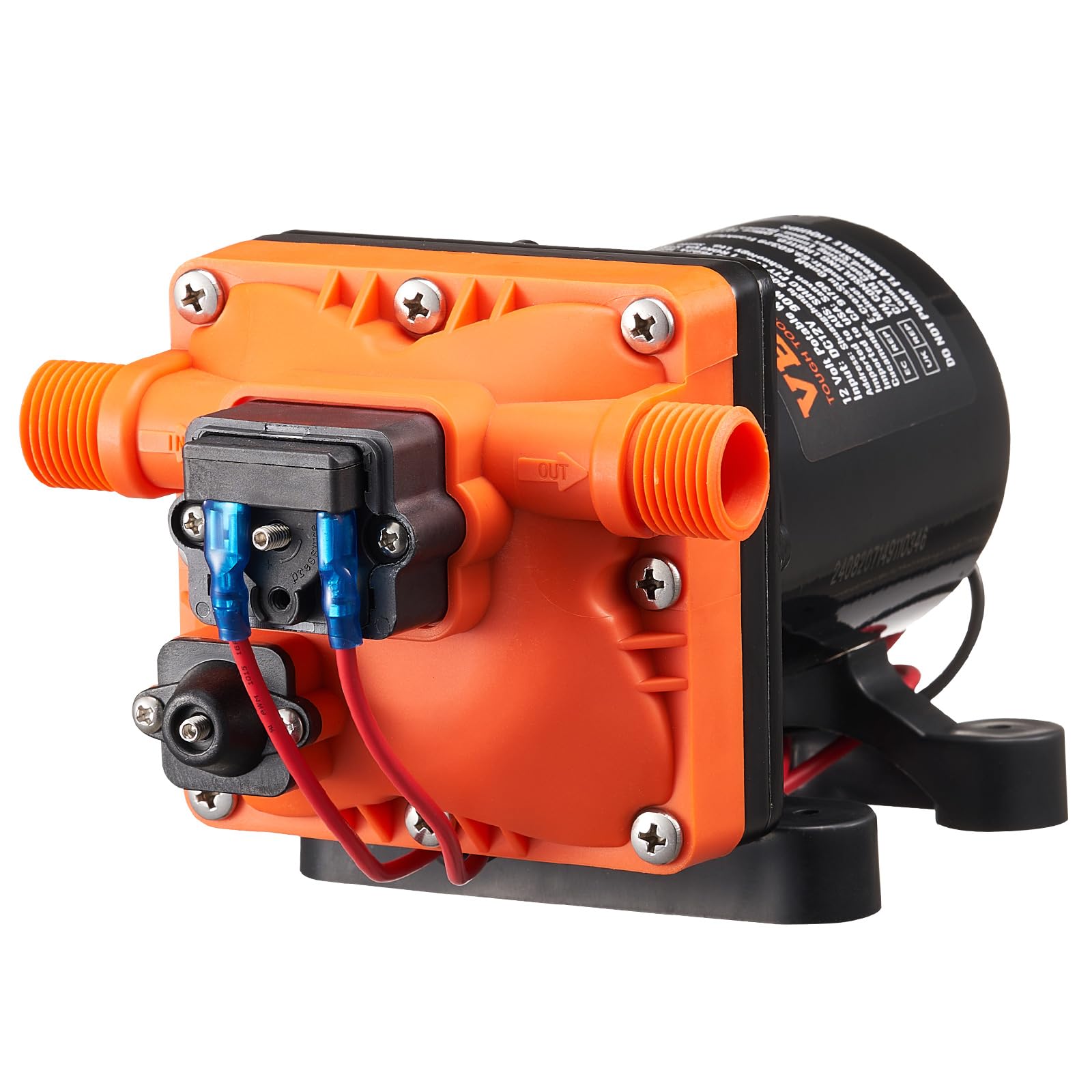 VEVOR Bomba de Diafragma 12 V 11,36 L/min 4 Cámaras 40-100 PSI 55 PSI Puerto MNPT 12,7mm
