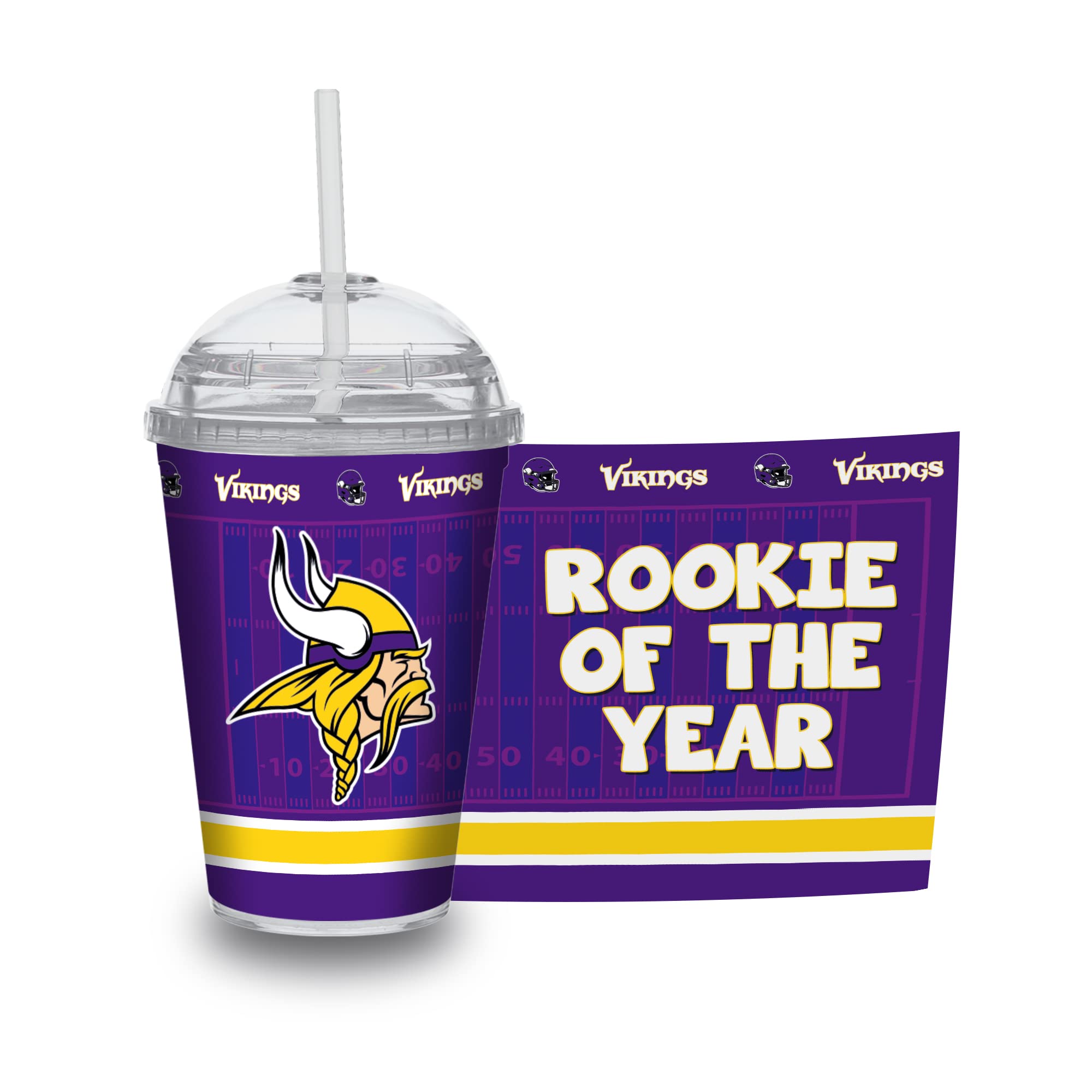 Rico Industries NFL Football Rookie of The Year 12oz Acrylic Tumbler, Youth Tumbler with Swirly Straw