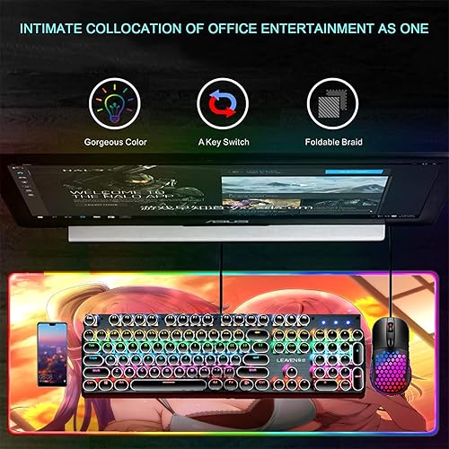 Miniatura 4 de Mouse Pads Sexy Anime Girl Mouse Pad RGB Computer Gaming Desk Pads Carpet Mousepad XXL Game Mause Pc Large Keyboard Pad 39.37 inch x19.68 inch