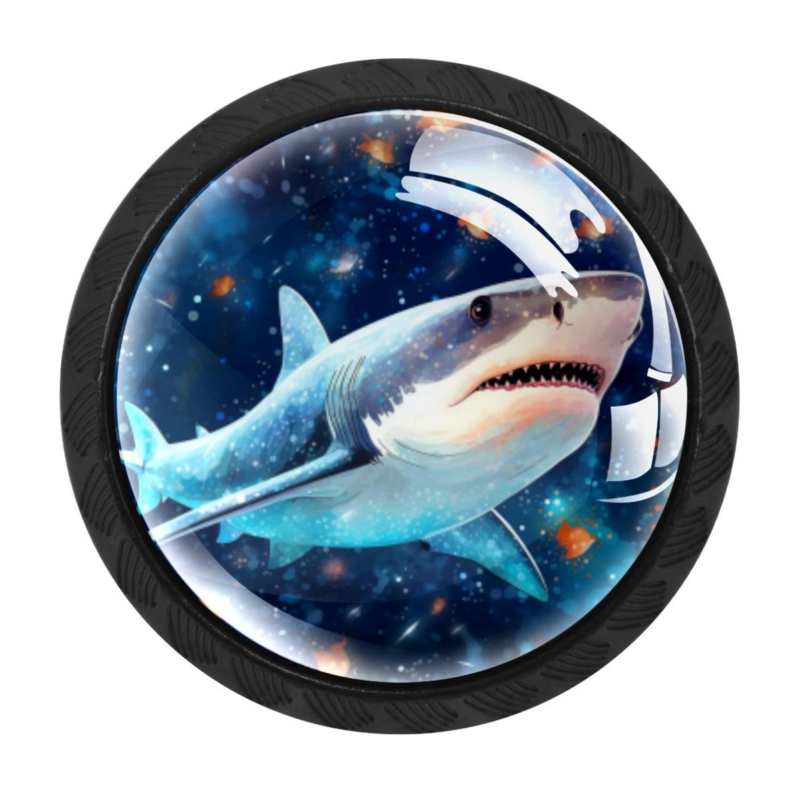 CHENZZZZ Starry Sky Shark Drawer Knobs Pull Handle Crystal Glass Circle Shape Cabinet Drawer Pulls Cupboard Knobs with Screws for Kitchen Cupboard Dresser Wardrobe etc